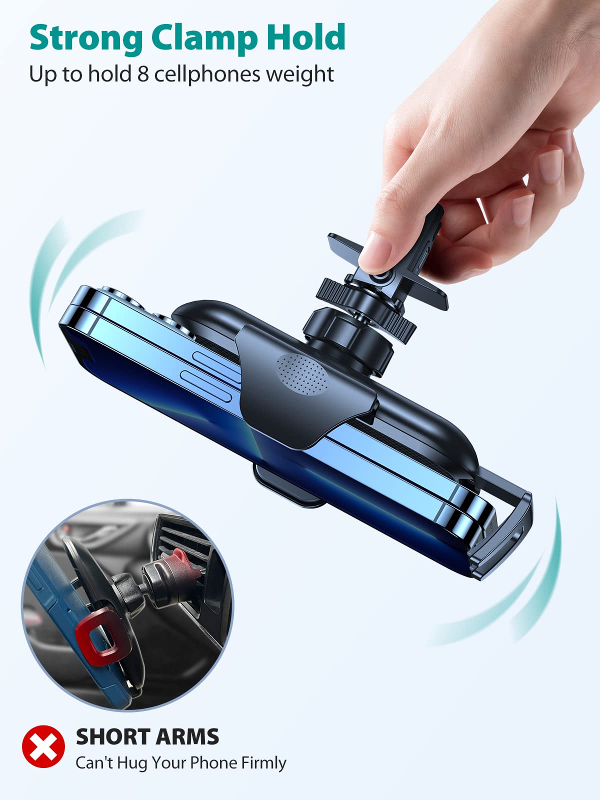 Vicseed [  Ultra Stable Car Phone Holder Mount [Never Fall Off & Won'T Break] Universal Air Vent Phone Mount For Car Easy Clamp Phone Holders For Your Car For Iphone 16 Pro Max 15 14 13 12