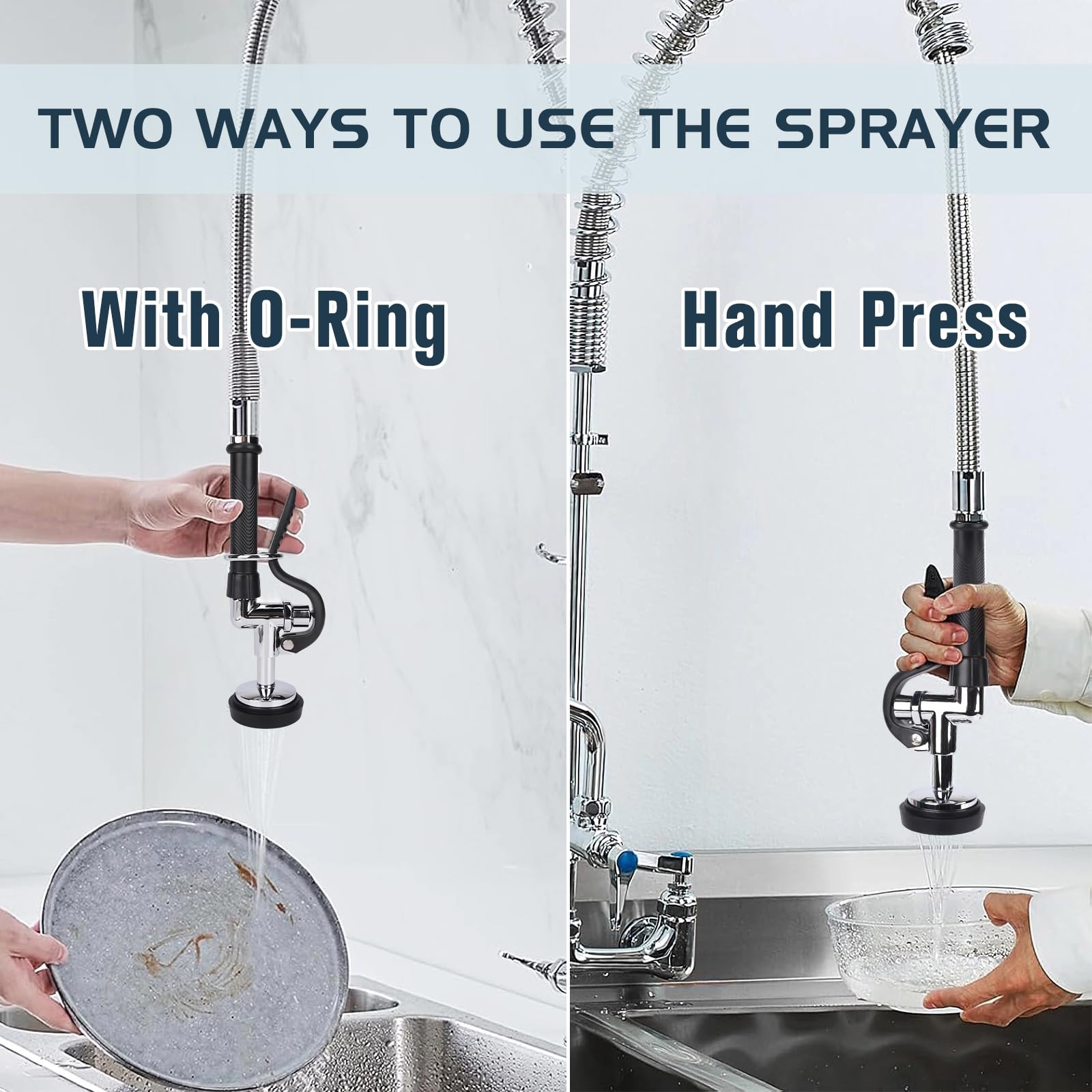 Bzimak Commercial Sink Sprayer Head, Pre Rinse Sprayer Commercial With Anti Slip Handle, High Pressure Sprayer Replacement 1.42Gpm Commercial Sprayer For Sink (Black)