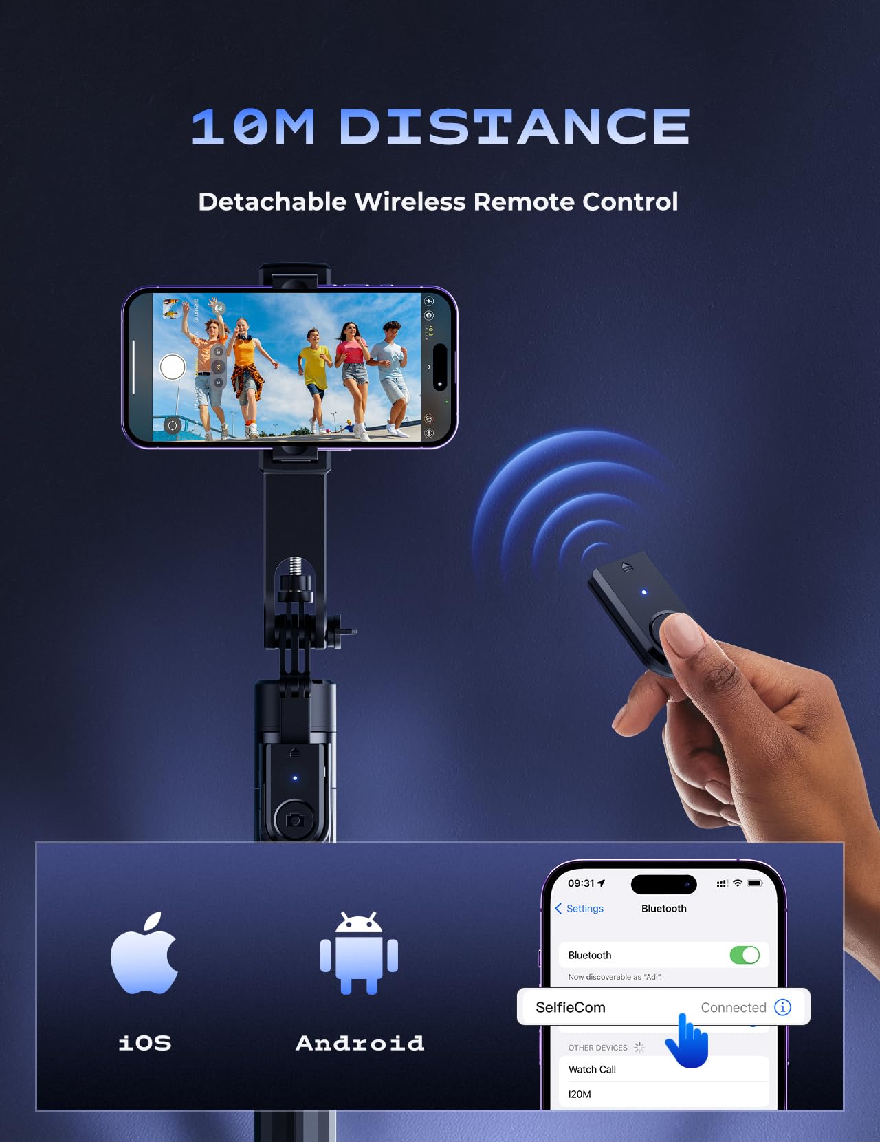 Dneximg Selfie Stick Phone Tripod - 72 Inch Tripod For Iphone With Wireless Remote, Strength Aluminum Alloy Phone Tripod Stand For Video Recording, Stable Iphone Tripod Compatible With Iphone/Android/Gopro