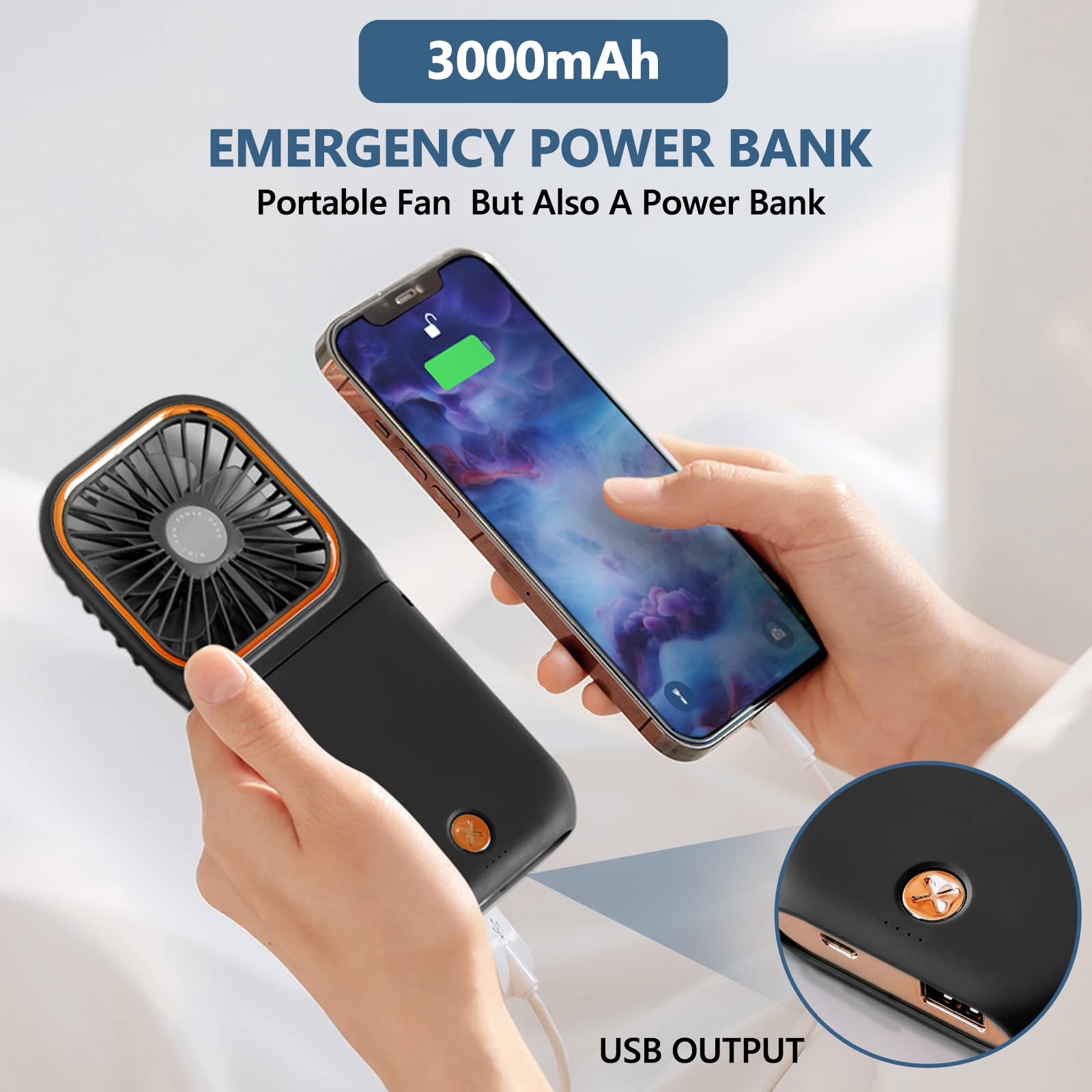 Portable Neck Fan Mini Quiet Handheld Personal Foldable Usb Rechargeable Fan Operated