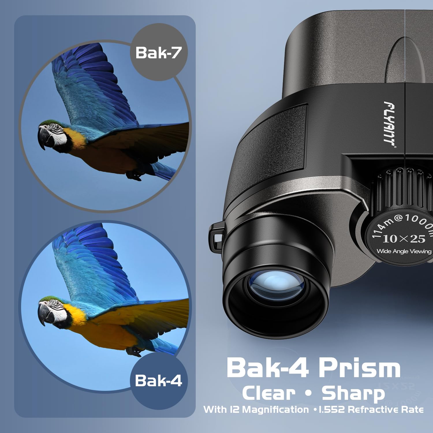 Flyant 12X25 High Powered Binoculars For Adults, Compact Binoculars With Clear Low Light Vision, Easy Focus Waterproof Small Binocular For Bird Watching, Hunting, Hiking, Cruise Ship, Travel, Concerts