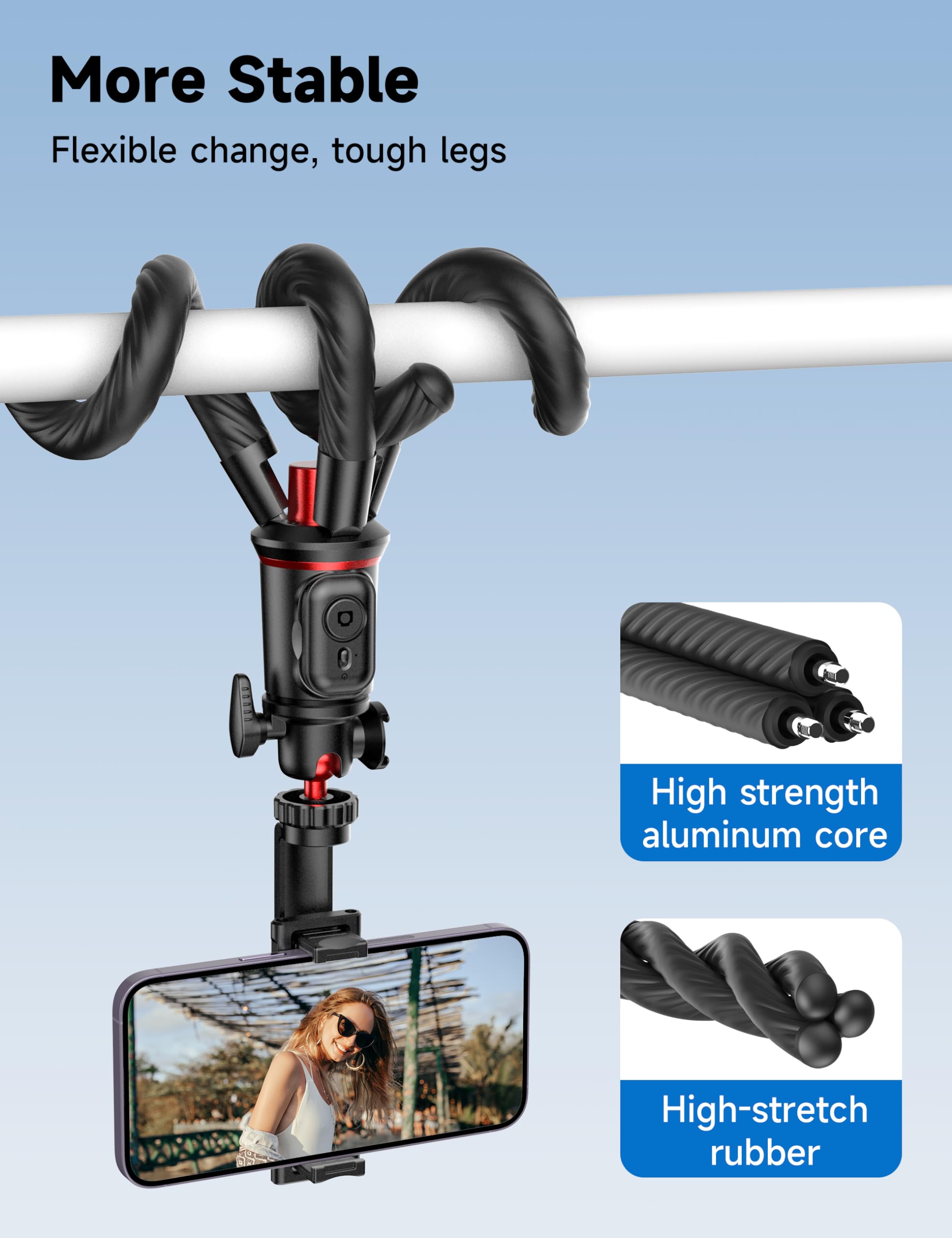 Selfieshow Tripod For Iphone, Extendable Flexible Camera Tripod With Wireless Remote, 360 Ball Head Portable Travel Selfie Stick Cell Phone Stand For Live Streaming Vlogging, Compatible With Cellphone, Camera