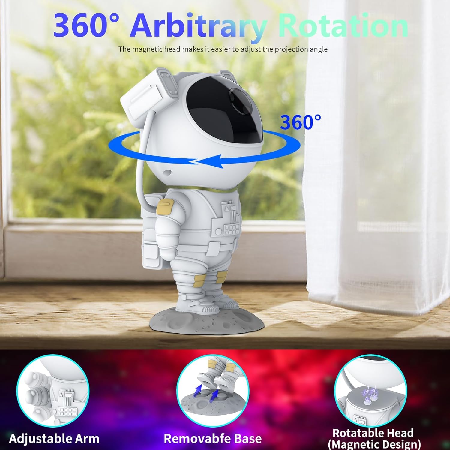 Hiya-Naya Astronaut Galaxy Projector Night Light,Star Projector Galaxy Light With Nebula,Starry Ceiling Led Lamp Space Buddy Projector With Timer And Remote For Bedroom,Kids Room Decor, Birthdays (White)