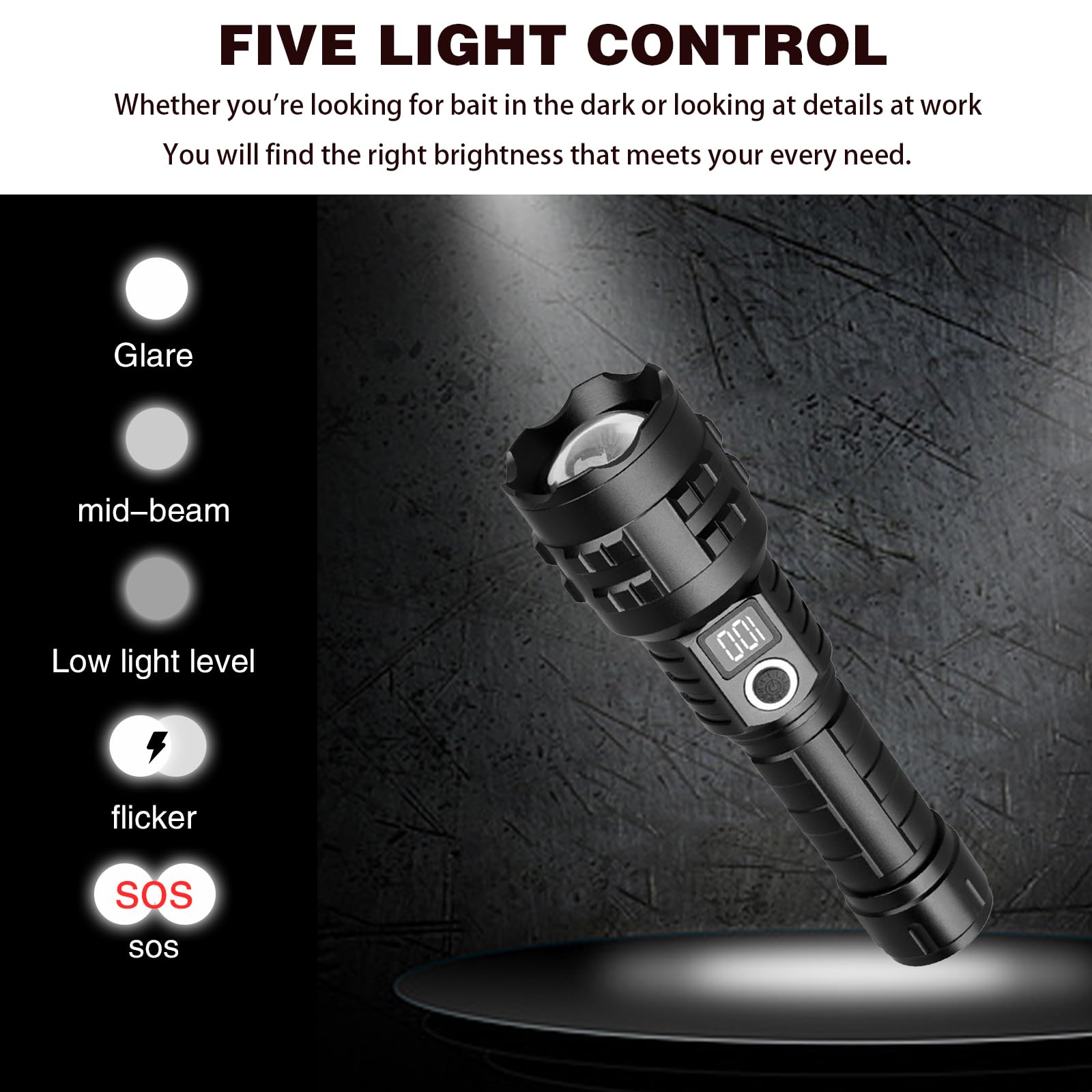Wboxlizy Rechargeable Flashlights Super High Lumens, Super Bright Flashlight, Adjustable Tactical Flashlight Waterproof Handheld Flash Light For Emergencies, Camping, Hiking