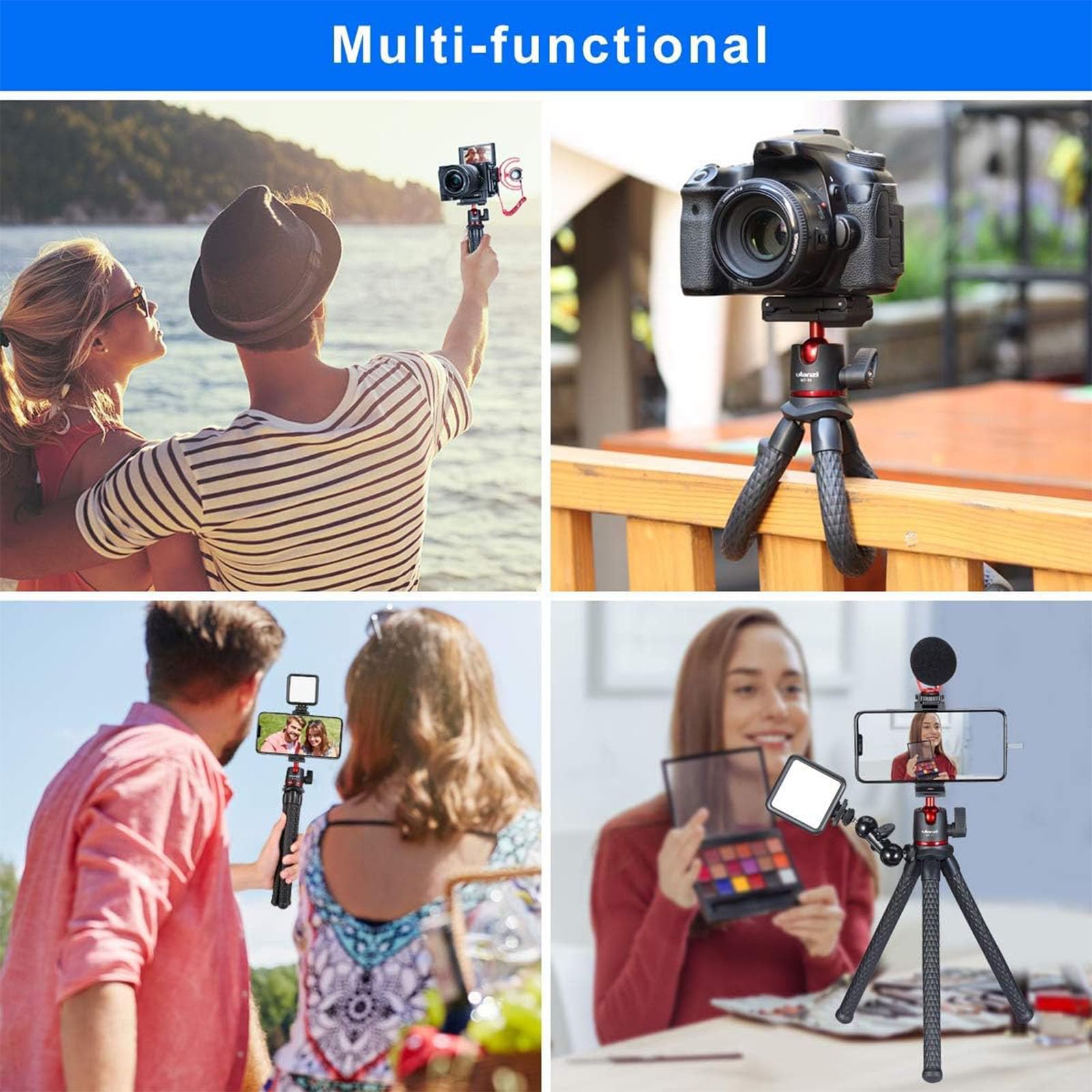 Ulanzi Camera Tripod, Mini Flexible Stand With Phone Holder W Cold Shoe Mount, 1/4'' Screw For Magic Arm, Universal For Iphone 16 15 14 Pro Max Xs Max X 8 Samsung Canon Nikon Sony Cameras