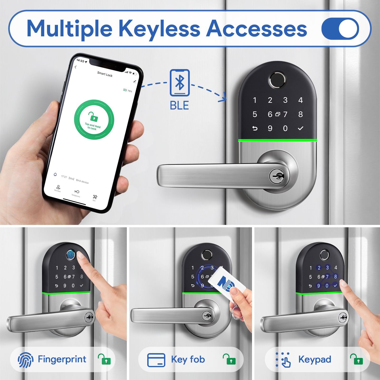 Nice Digi Smart Keypad Door Lock With Handle: Keyless Entry Electronic Lock For Front Door, Easy Installation