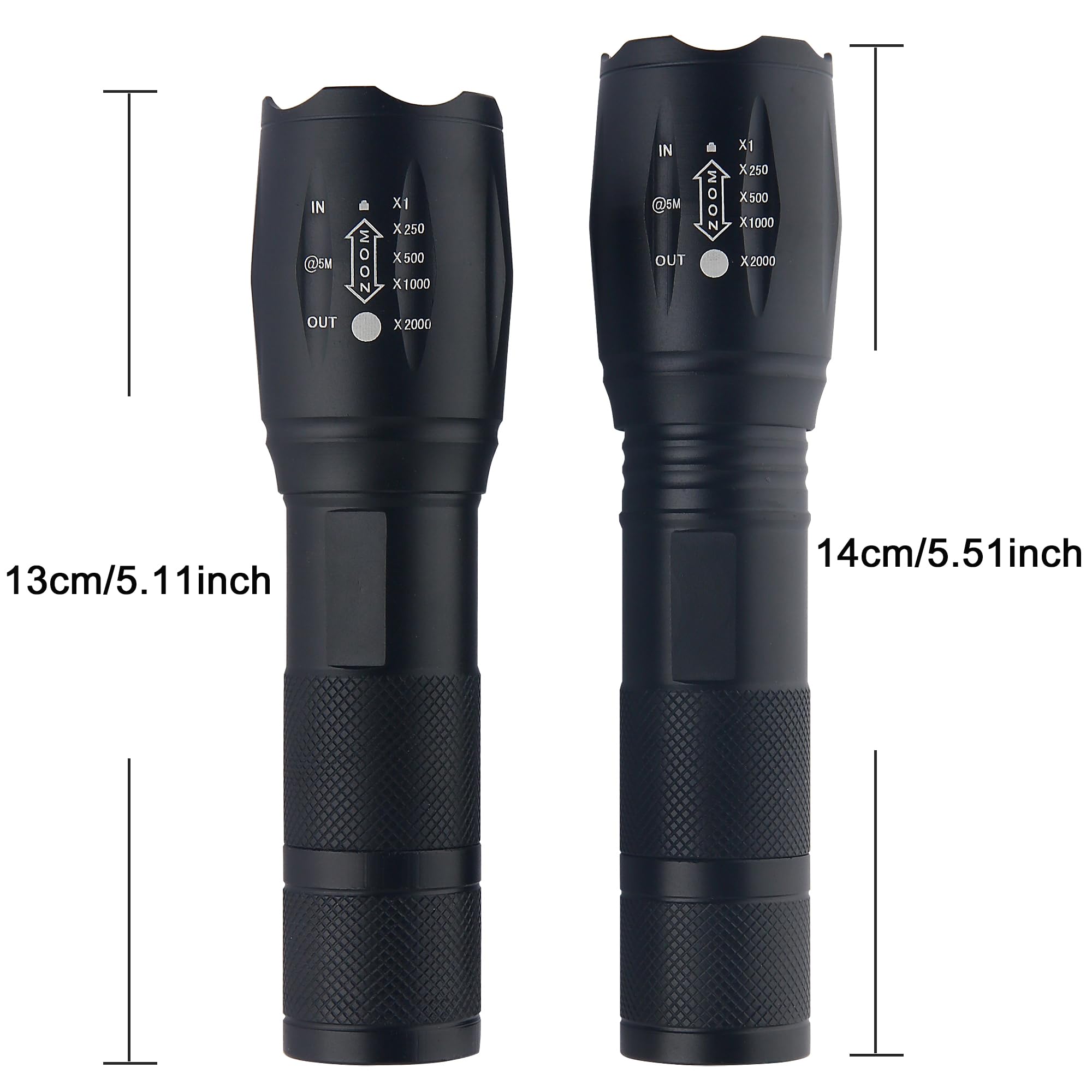 Xysrz Bright Tactical Flashlight 5 Modes Zoomable Portable Edc Flashlight Handheld Flashlight For Camping Hiking Emergency, 4 Pack