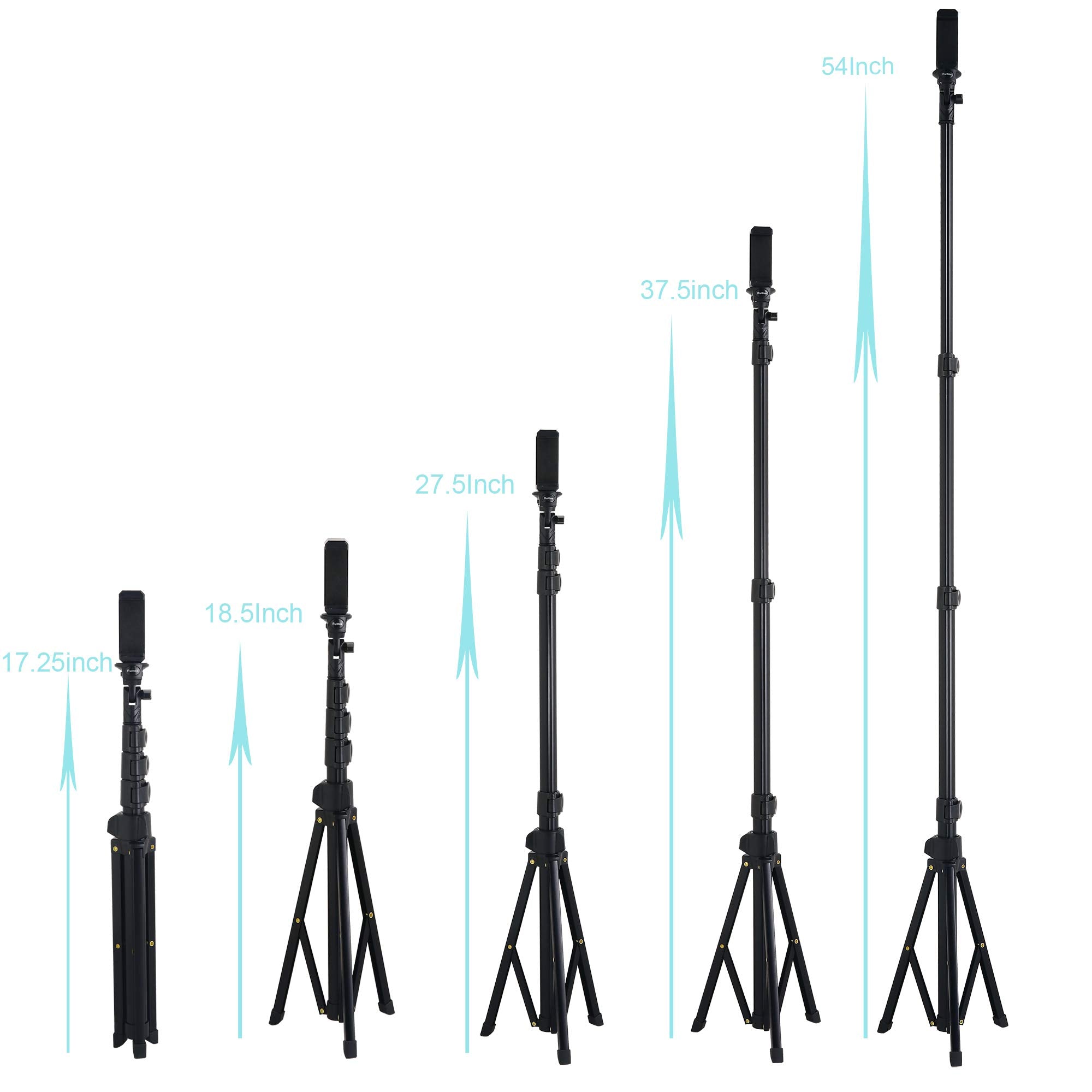 Ruittos Phone Selfie Stick Tripod, 54-Inch Bluetooth Cell Phone Tripod Ring Light Stand Compatible With Iphone 11 Pro X.Samsung Andriod Dslr, Sports Camera,