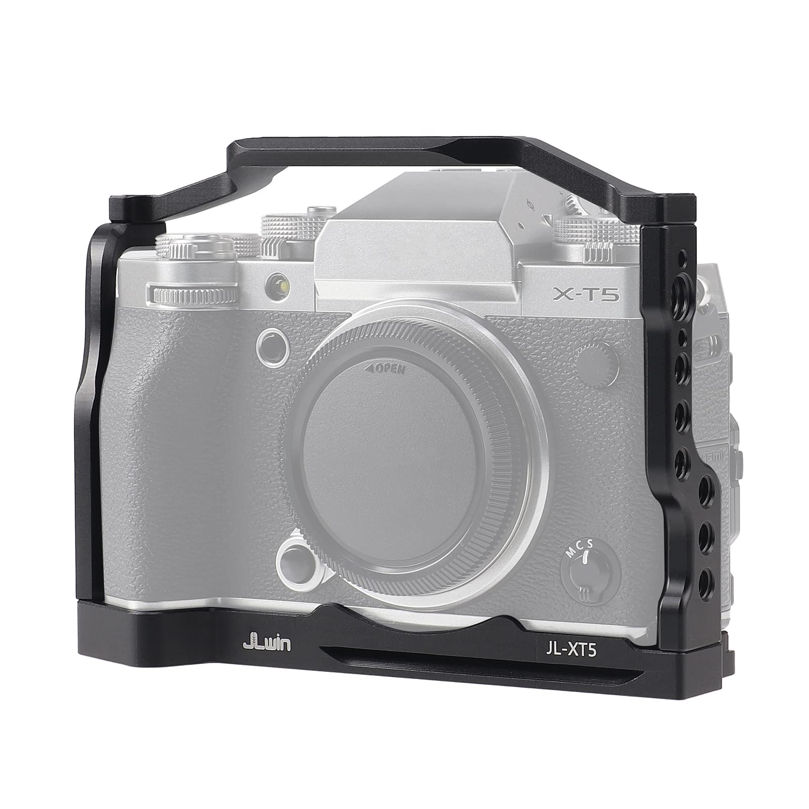 Focusfoto Camera Cage For Fujifilm Fuji X-T5 Xt5 Mirrorless Camera, Aluminium Alloy With Nato Rail, 1/4" Screw Mouting And Quick Release Plate For Arca Swiss Standard Video Filmmaking Stabilizer Rig