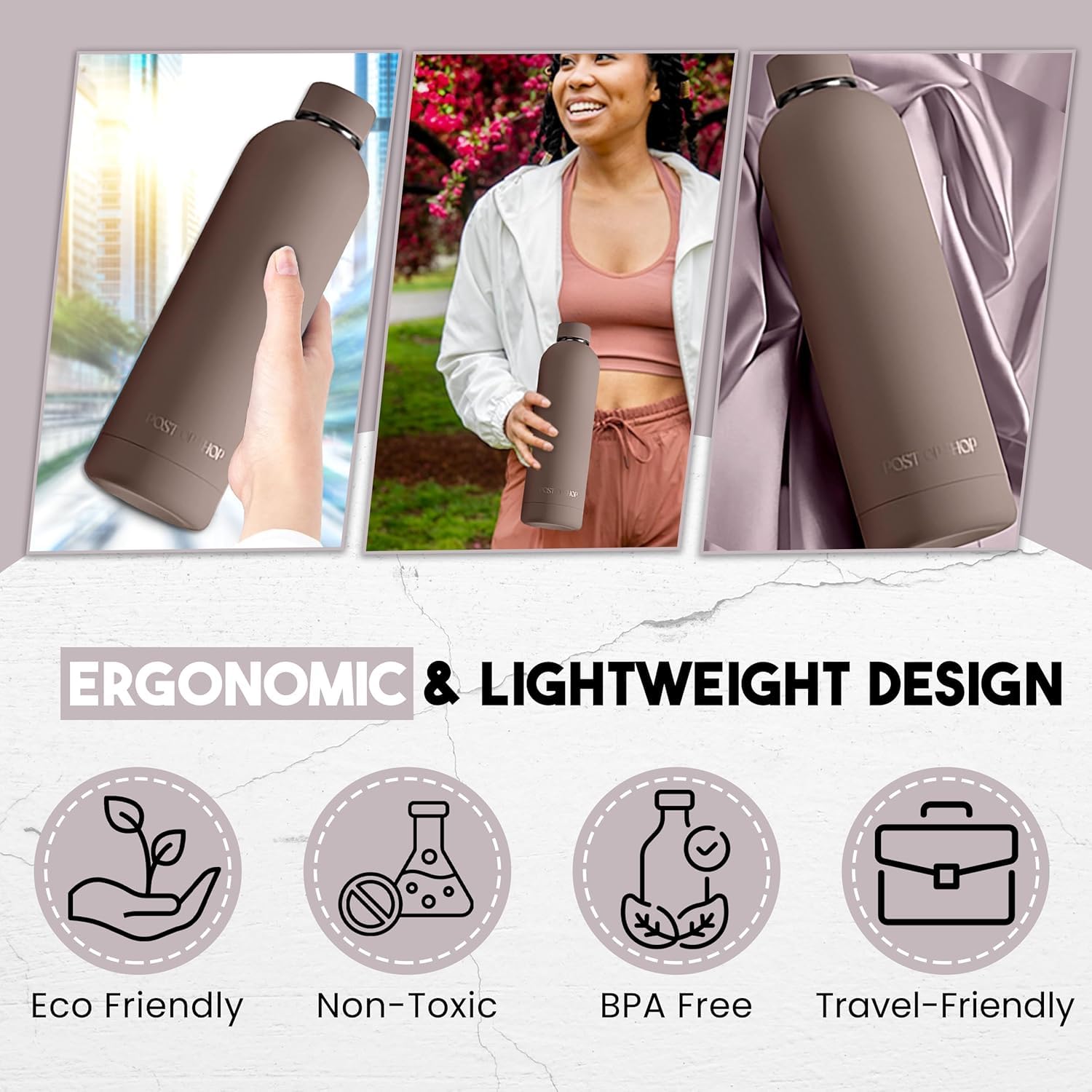 Stainless Steel Water Bottle - 24 Oz Water Bottle For Men & Women - Leak Proof Reusable