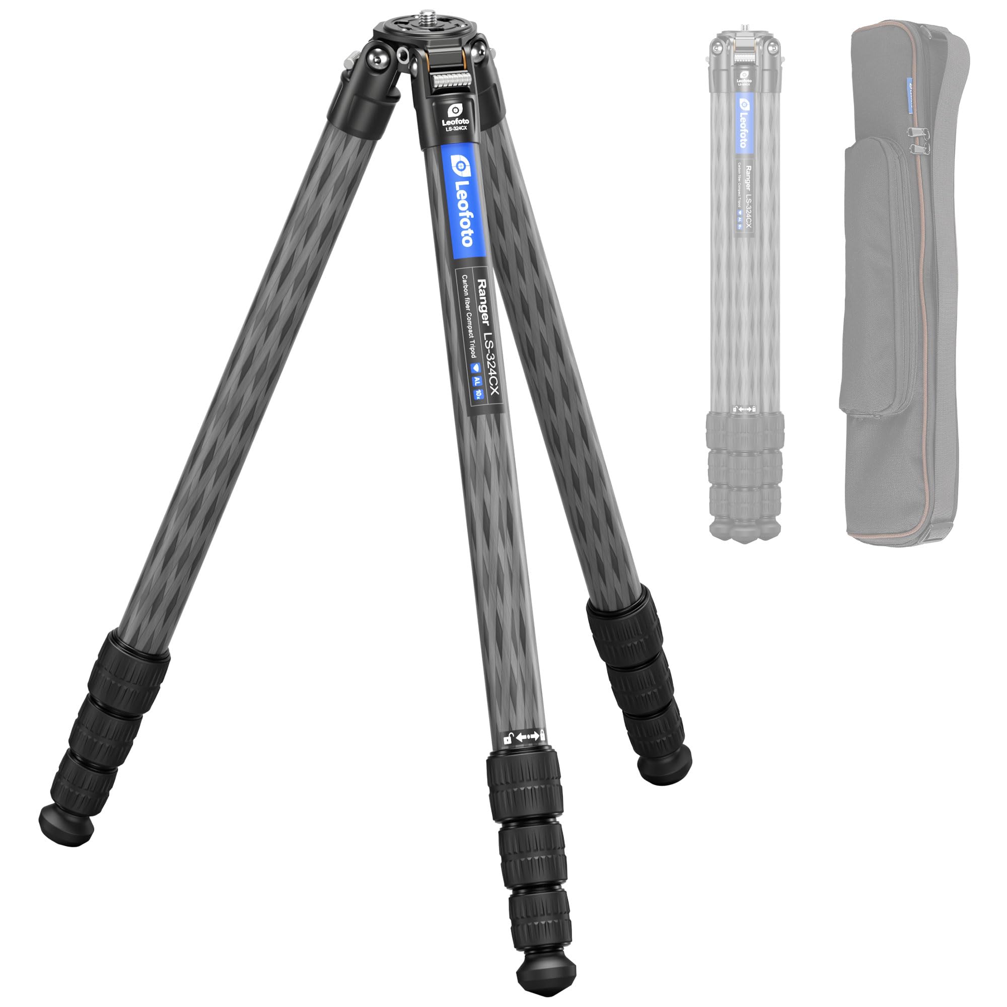 Leofoto Carbon Fiber Lightweight Travel Tripod, 68" Professional Video Tripod For Mirrorless Camera/Dslr With Carry Bag, Max Load 33.07Lb (Ls-324Cx)