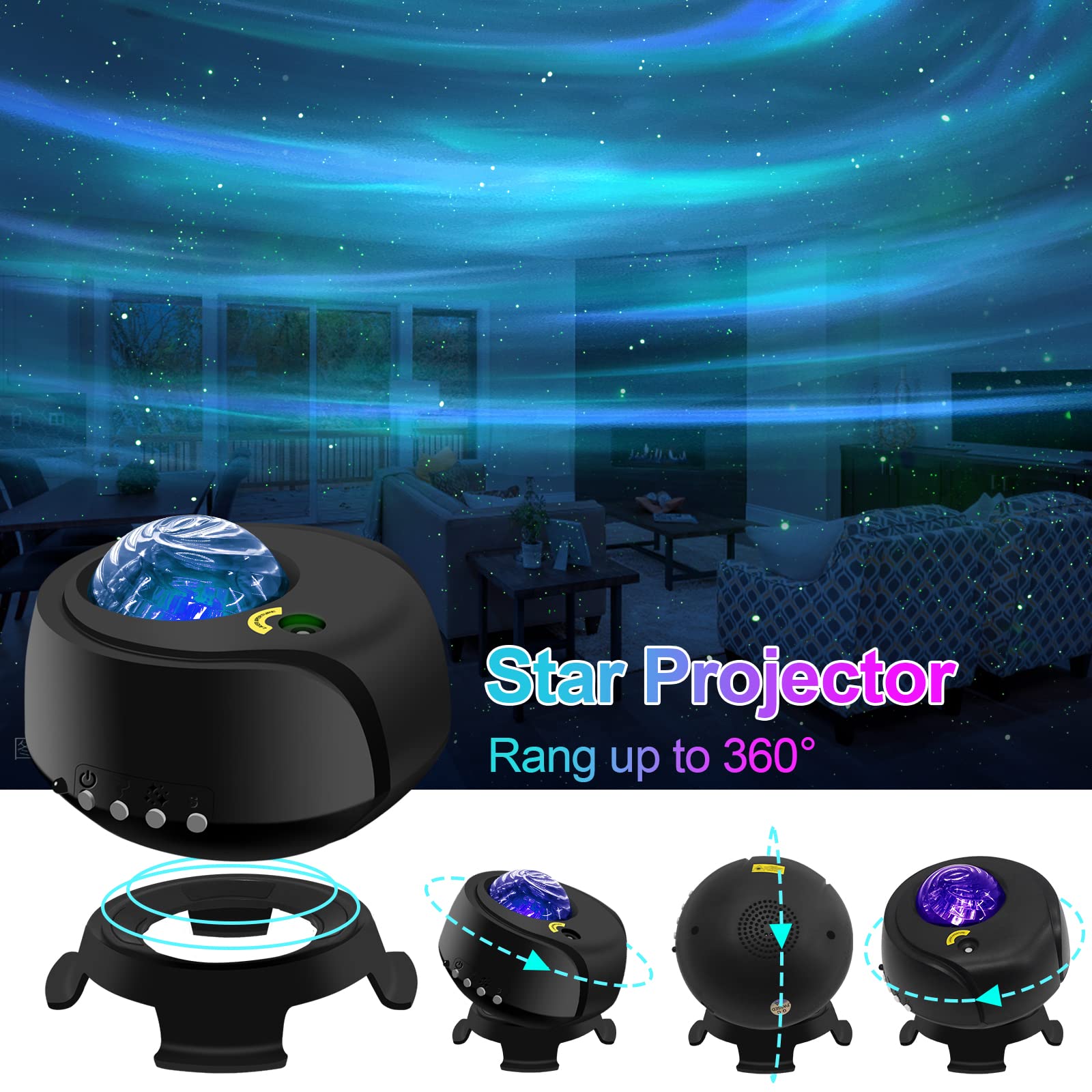 Fliti The Largest Coverage Area Galaxy Lights Projector 2.0, Star Projector, With Changing Nebula And Galaxy Shapes Galaxy Night Light
