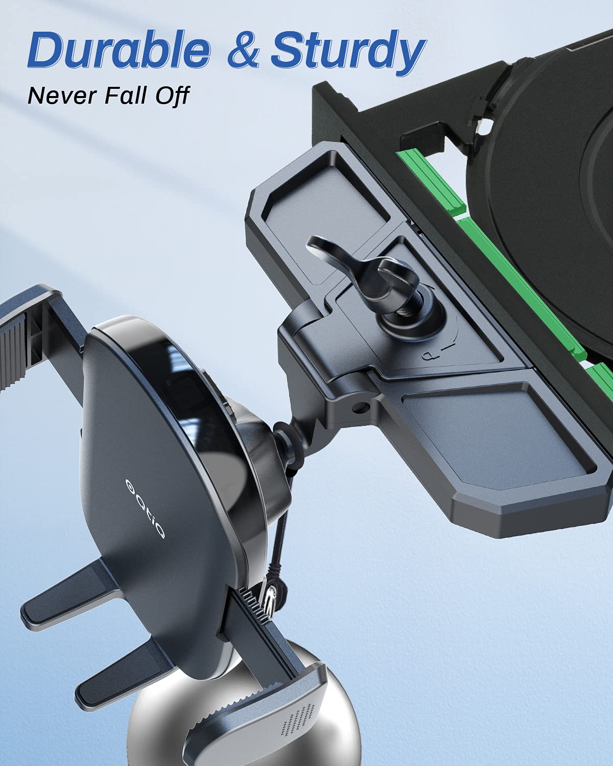 Oqtiq Cd Phone Holder For Car - One Touch Release, 360° Viewing, Universally Compatible With Iphone & Android, Cd Player Phone Mount & Air Vent Clip Included