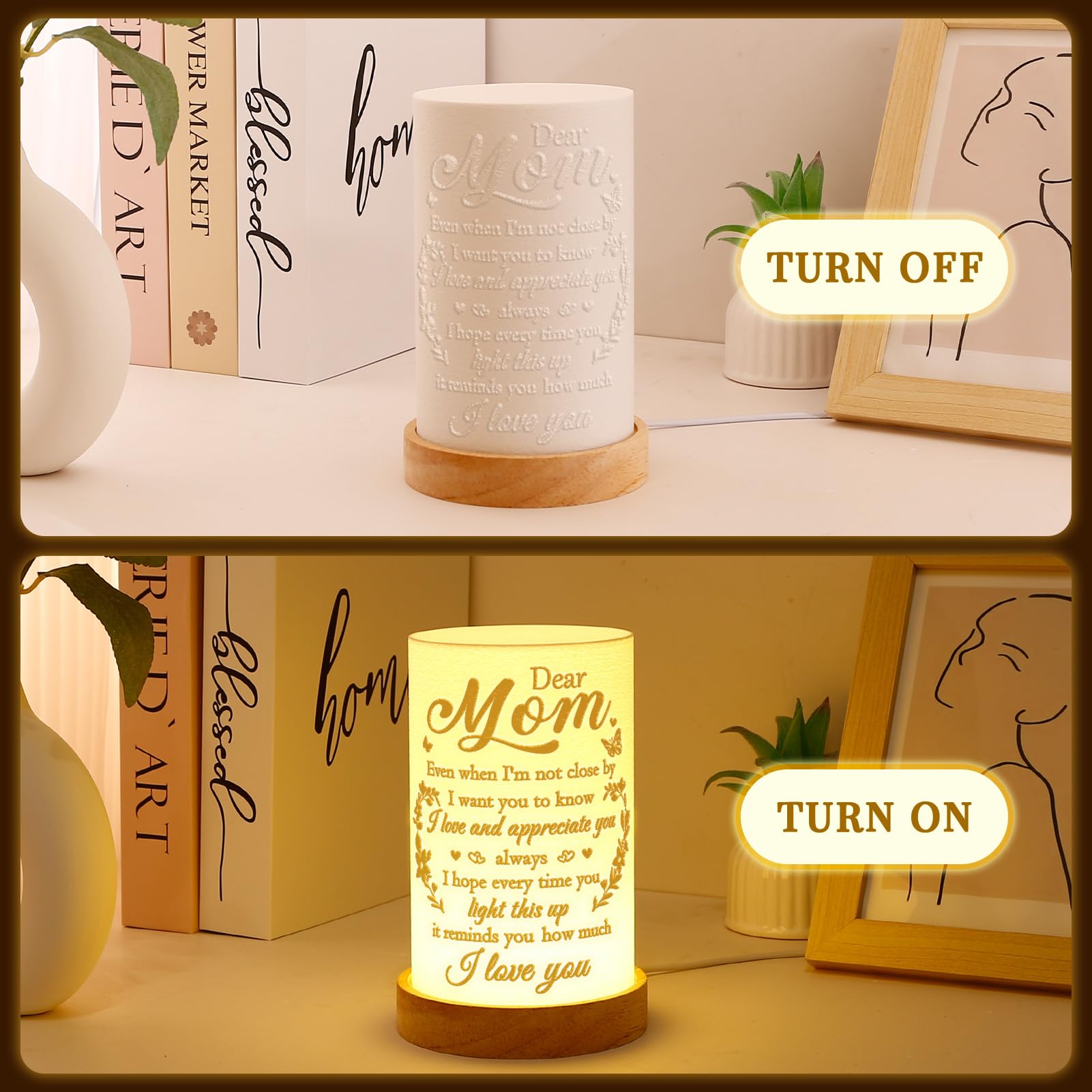 Acethrills Mom Birthday For Mom From Daughter Son For Christmas, Mothers Day - Thoughtful 3D Printing Table Lamp For Moms