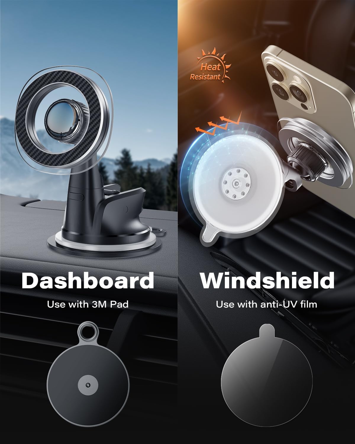 Oqtiq Magsafe Suction Cup Phone Holder, Dashboard/Windshield Car Phone Mount With 360 Degree Rotation And Strong Magnetic Hold, Compatible With Iphone 16/15/14/13/12 Series