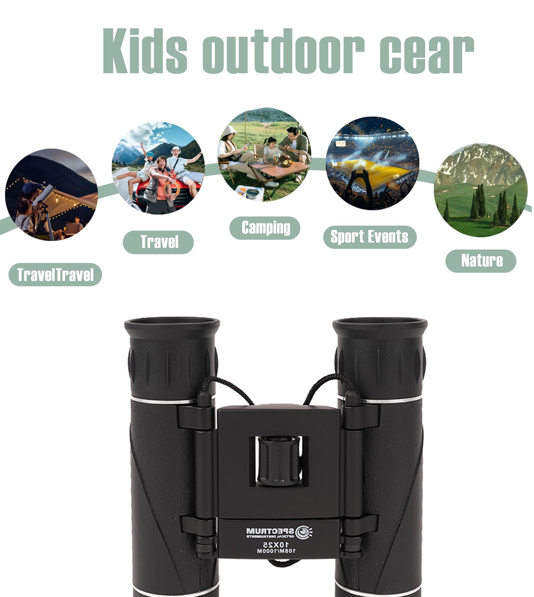 Spectrum Optical Instruments Spectrumoi Binocular For Kids,10X25 Kid Binoculars, Binoculars For Kids 8-12, Toy Binoculars For Kids 5-7