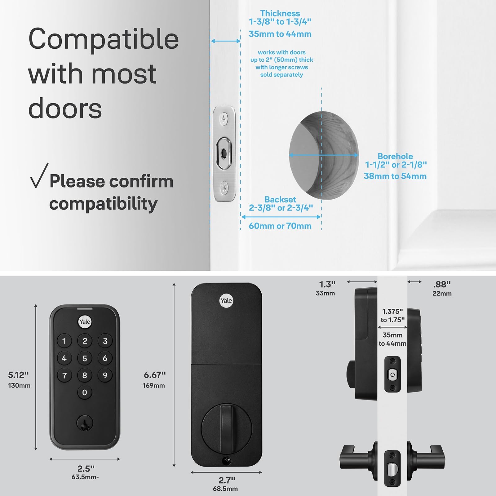 Yale Security Yale Black Code Keypad Deadbolt Front Door Lock For Keyless Entry, Yed210-Nr-Bsp