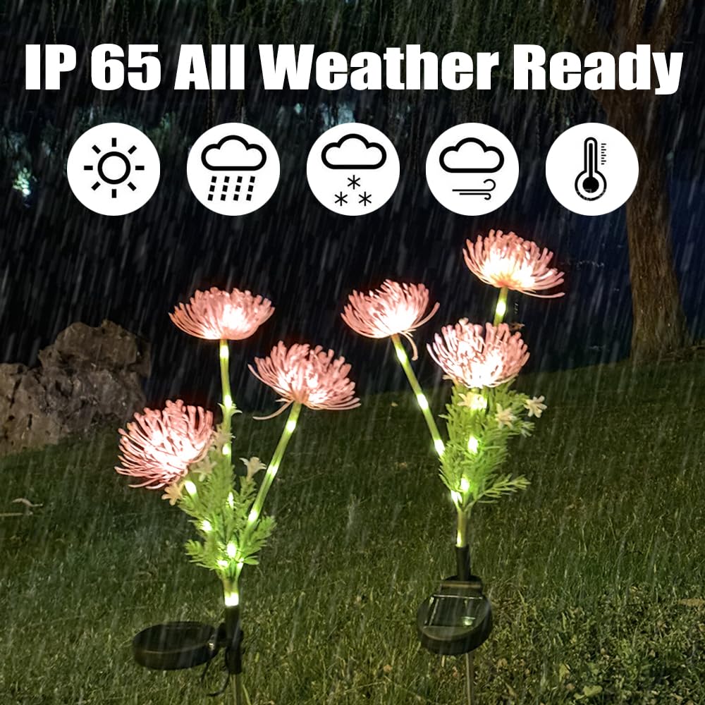Guocheng 2Pack Solar Flower Lamps Outdoor Garden, 6-Flowers Red Magic Lily Landscape Lights Waterproof Solar Stake Garden Light For Courtyard Pathway Lawn Decor(Pink)