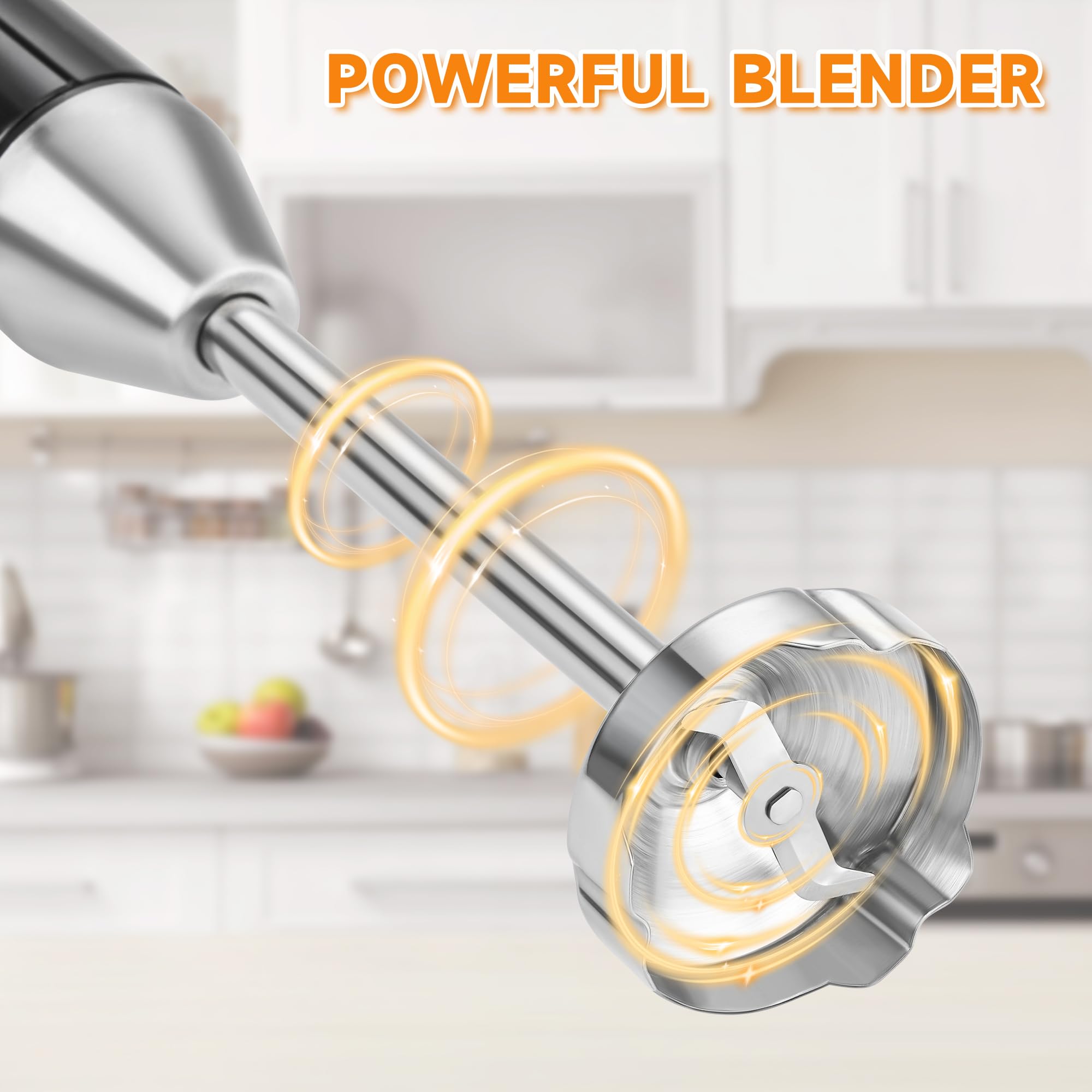 Wanvoapls Immersion Blender Handheld, Hand Mixer With Sharp Blades, Kitchen Gadgets, Stick Blender Perfect For Smoothies, Soups, And Sauces Portable Mixer Compact And Easy To Clean