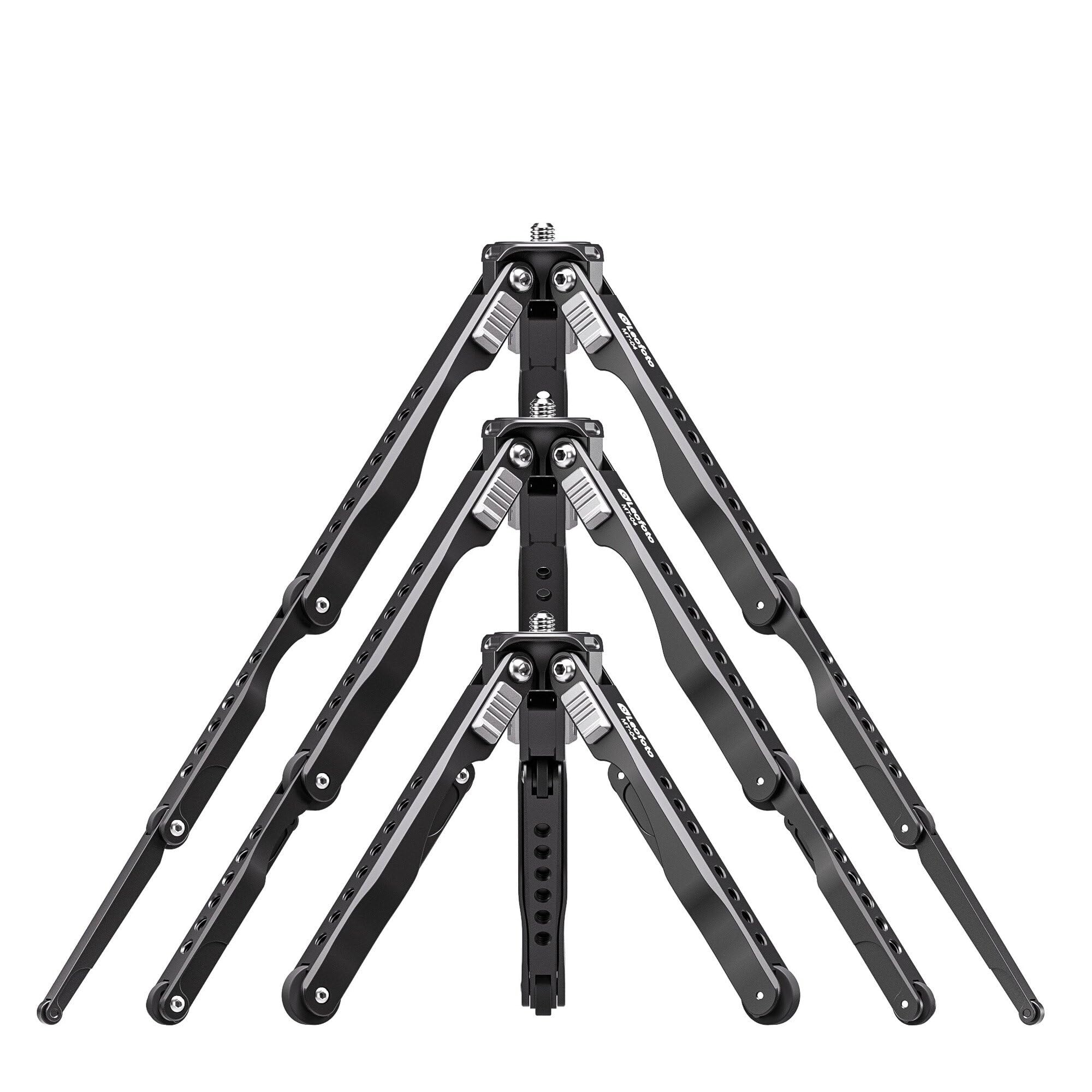 Leofoto Mt-04 Tabletop Tripod, Aluminum Mini Tripod, 3 Leg Sections, Foldable Leg, Portable And Compact, 1/4" Accessories Thread, 3/8" Mounting Stud (Mt-04)