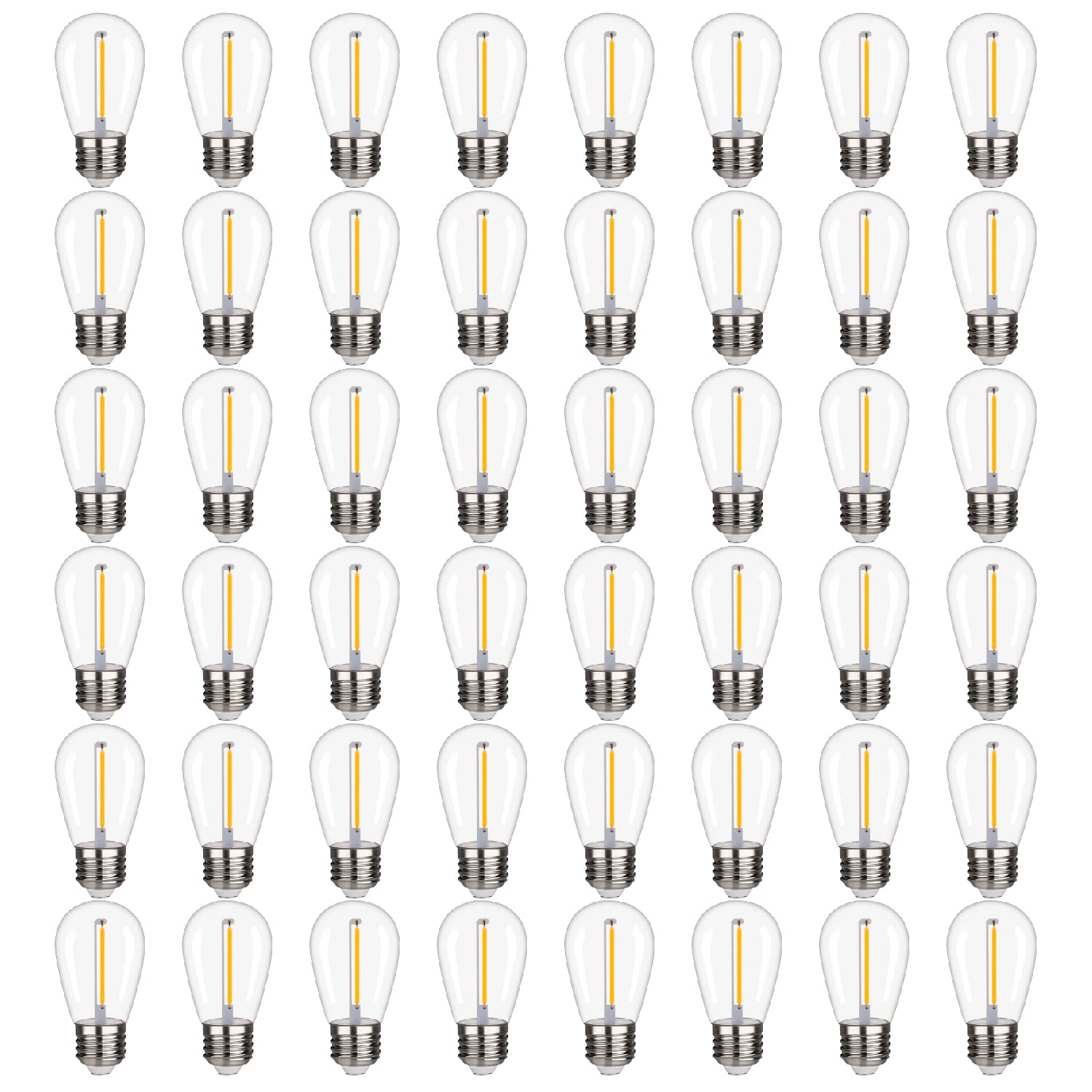 Myemitting 48 Pack Shatterproof & Waterproof S14 Replacement Led Light Bulbs 1W Equivalent To 10W, White Warm 2200K, Outdoor String Lights, Vintage Led Bulb, E26 Base Led Edison Bulbs, Non-Dimmable