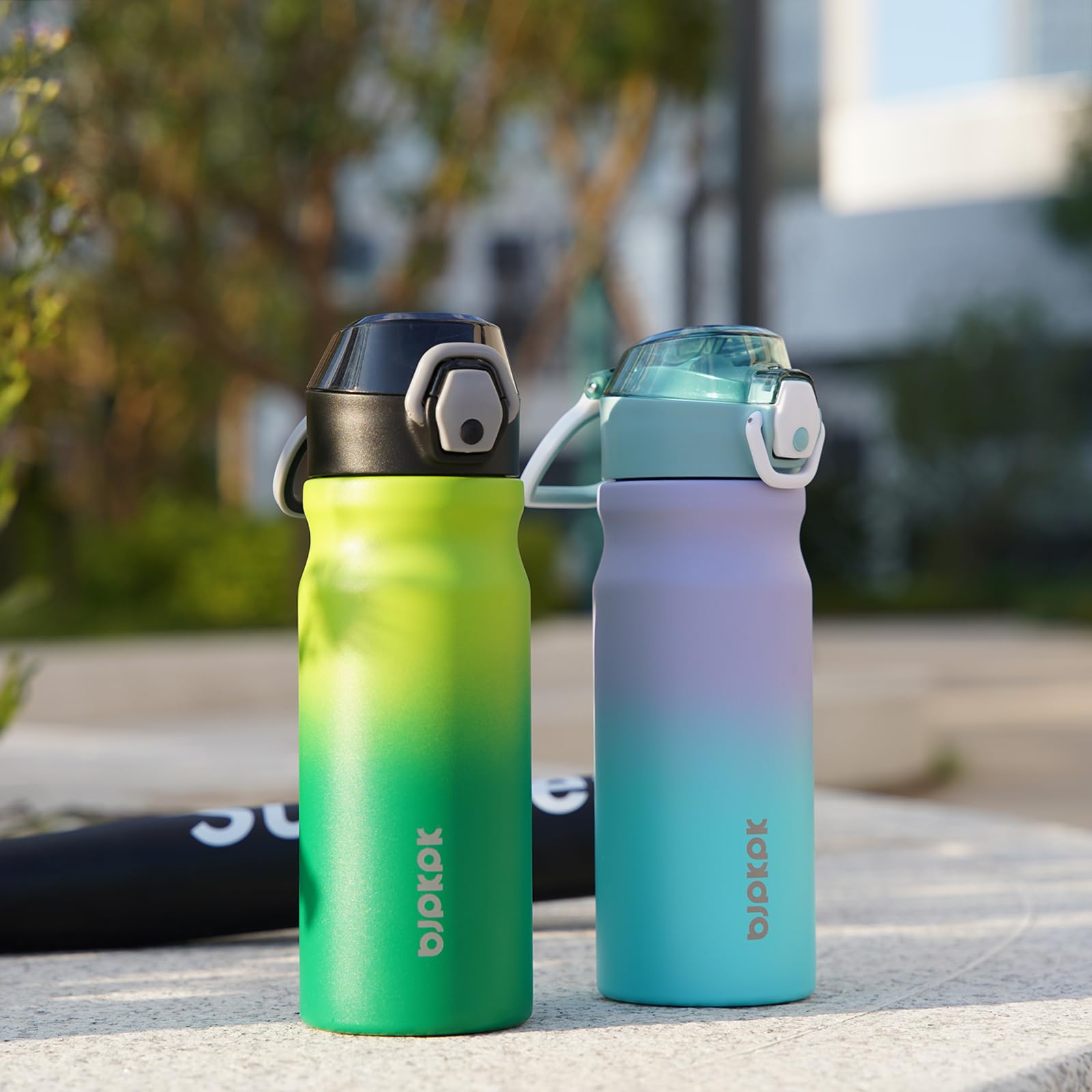 Bjpkpk Water Bottle With Straw 18Oz Insulated Water Bottles Reusable Stainless Steel Metal