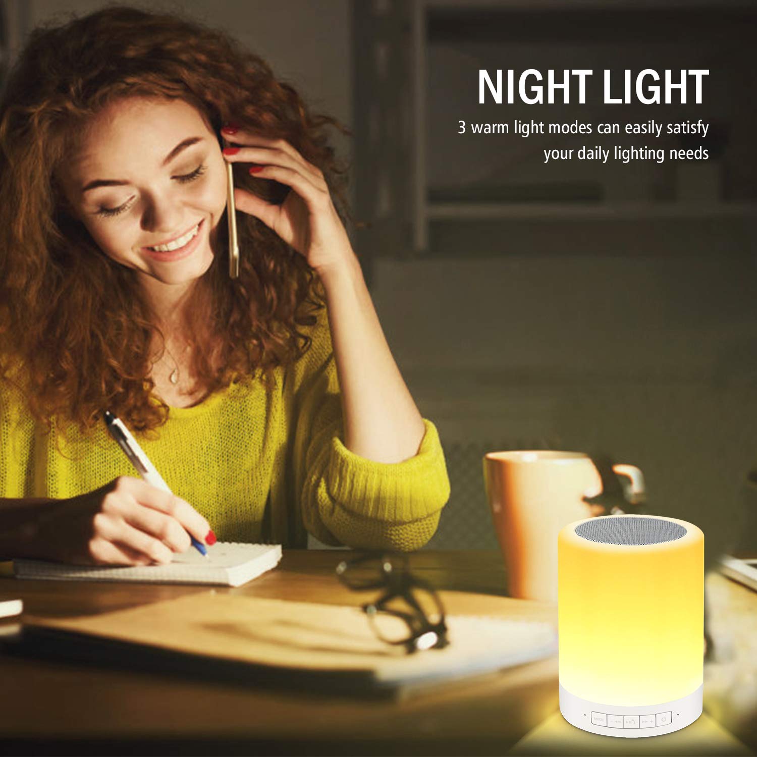 Ragzan Night Light Bluetooth Speaker Wireless Portable Smart Touch Control Bedside Table Lamp With Colorful Led, Best For Teens Kids Children Students Girlfriend Boyfriend Women Men