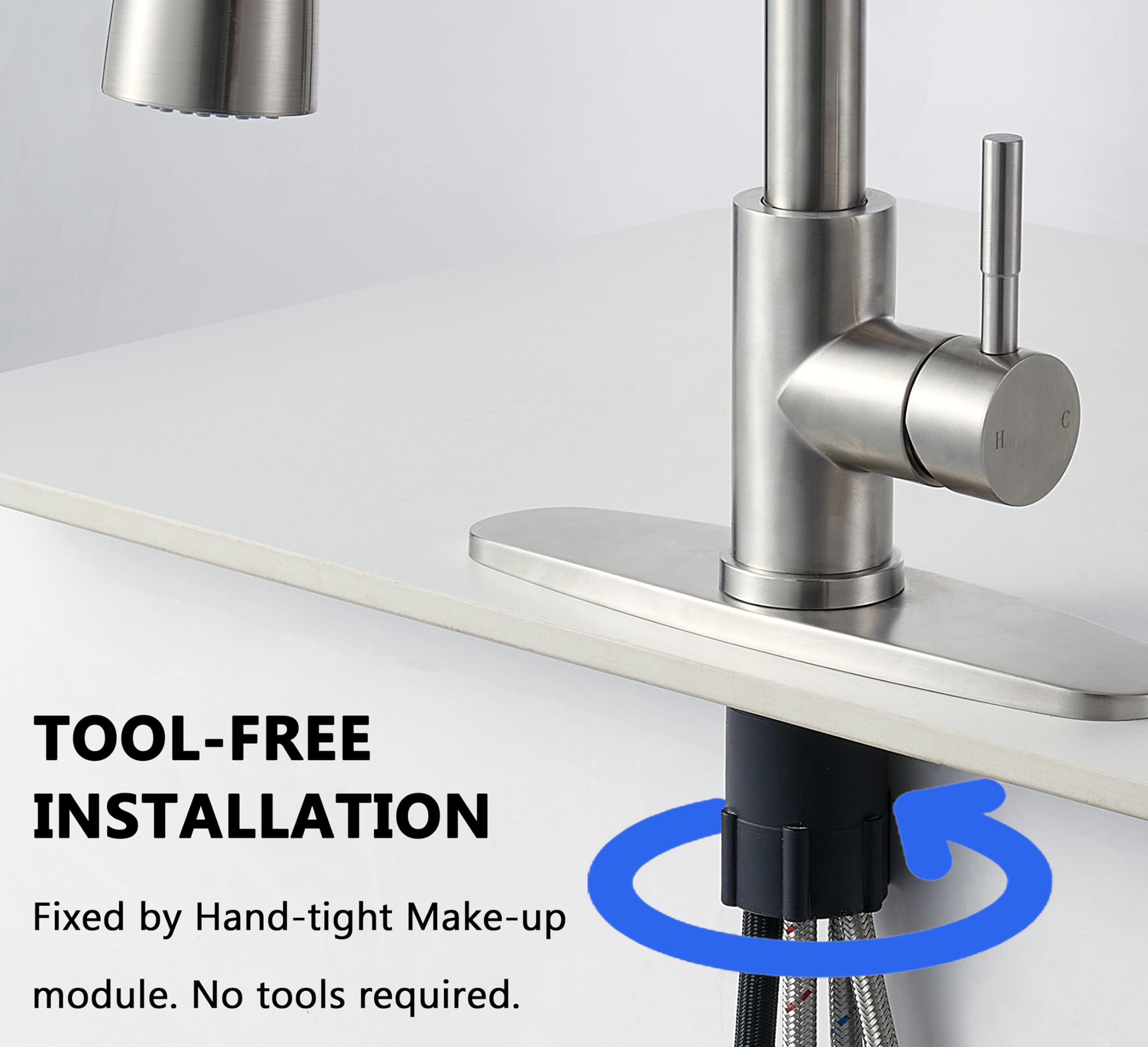 Comllen Kitchen Faucet With Pull Down Sprayer, Brushed Nickel Stainless Steel Kitchen Faucets, Commercial Pull Out High Arc Single Lever Sink Faucet For Kitchen Farmhouse Utility Rv Bar Laundry Sink