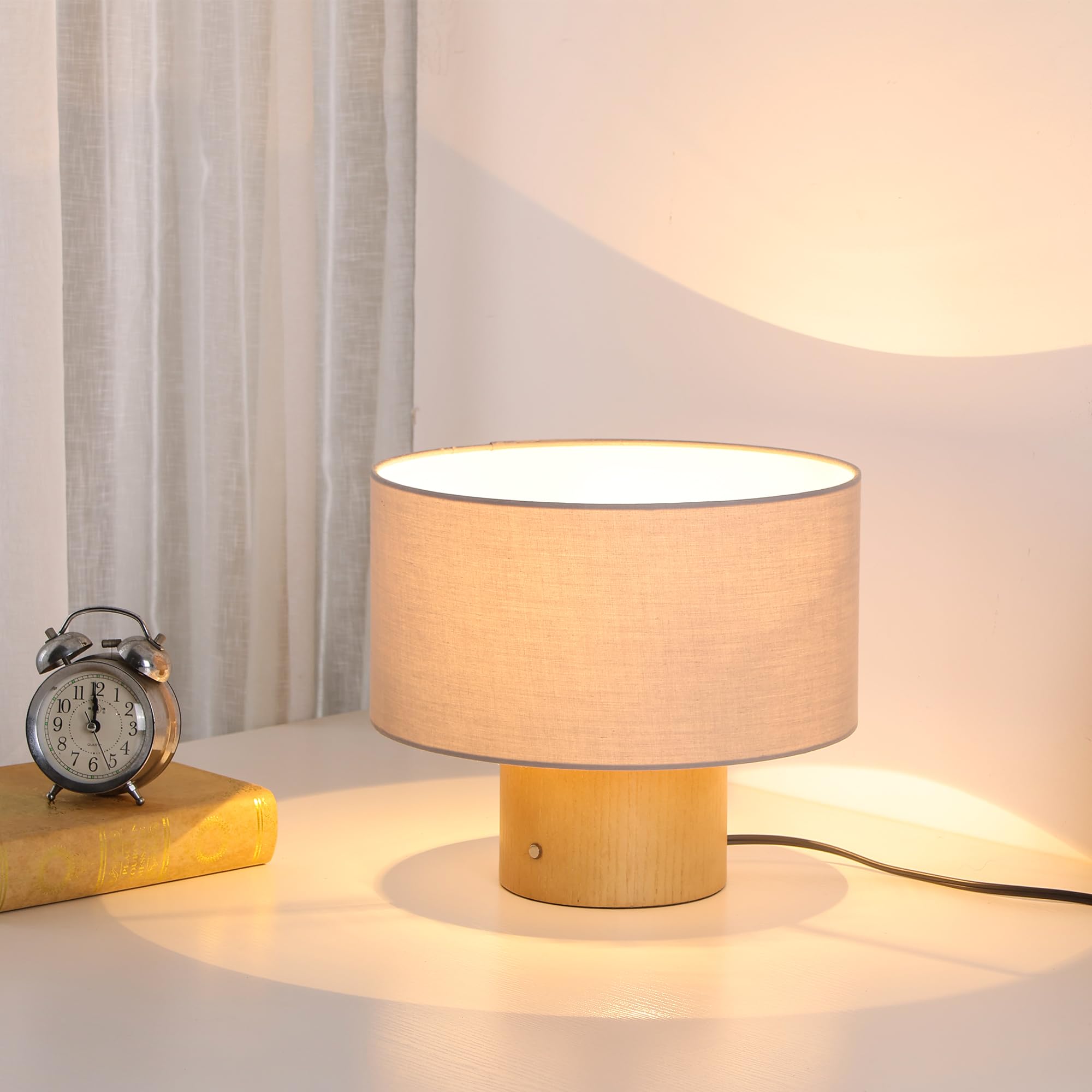 Keazile 10" Tall Modern Table Lamp For Bedroom, Desk Lamps With Linen Shade For Living Room, Ul Listed Nightstand Lamps For Console, Entryway, Kids Room, Side Table, College Dorm, Home, Office, Grey