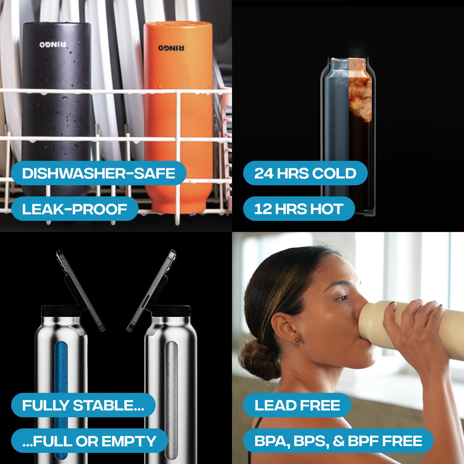 Ringo Insulated Water Bottle  Compatible Magsafe Water Bottle With Phone Holder  Stainless Steel