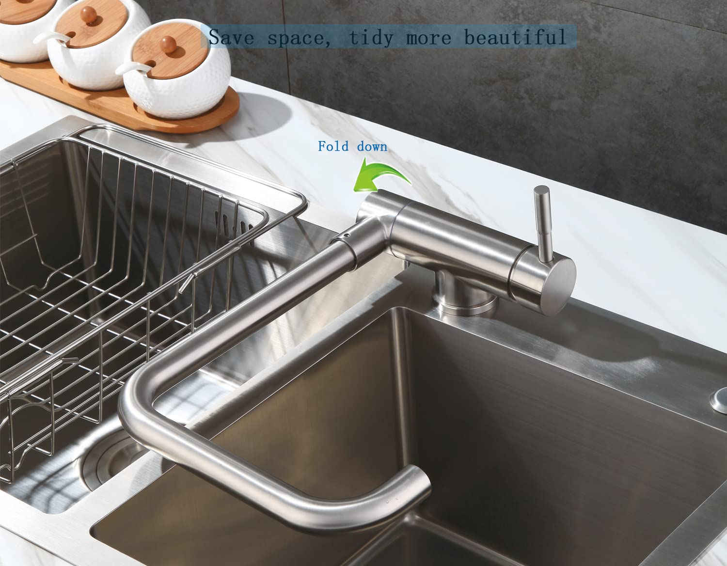 Tifilojia Foldable Rv Kitchen Faucet, Folding Sink Faucet, Kitchen Faucets,Inner Window Sink Kitchen Faucetfolding Tap (Stainless Steel Color)