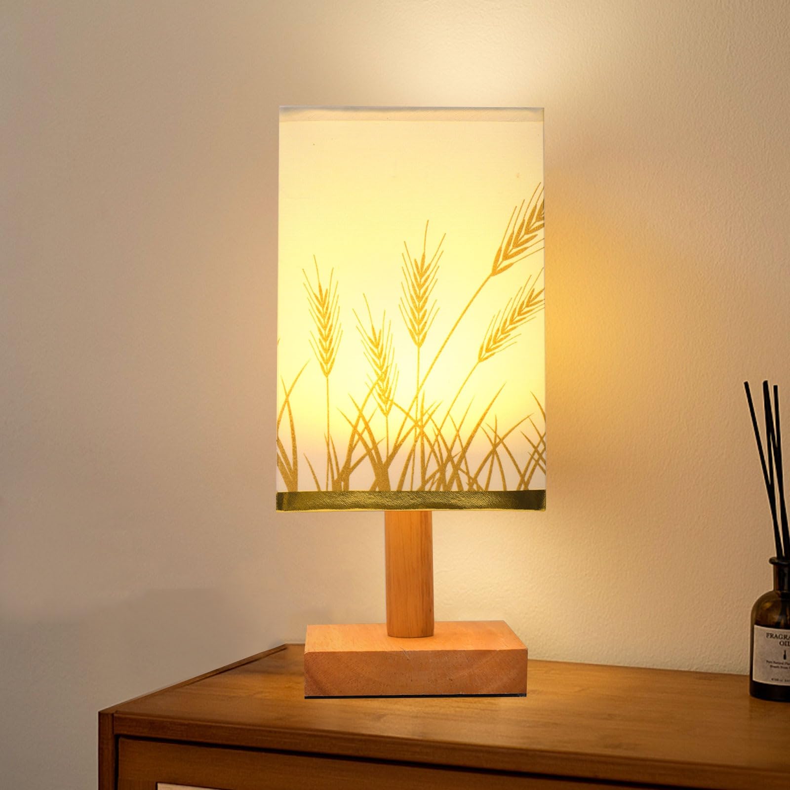 Home Decor Ss Bedside Table Lamp For Bedroom – Small Nightstand Lamp With Fabric Shade, Minimalist Desk Lamp For Living Room, Office, Dorm, Kids Room, Reading & Study Light (Adapter Not Included)