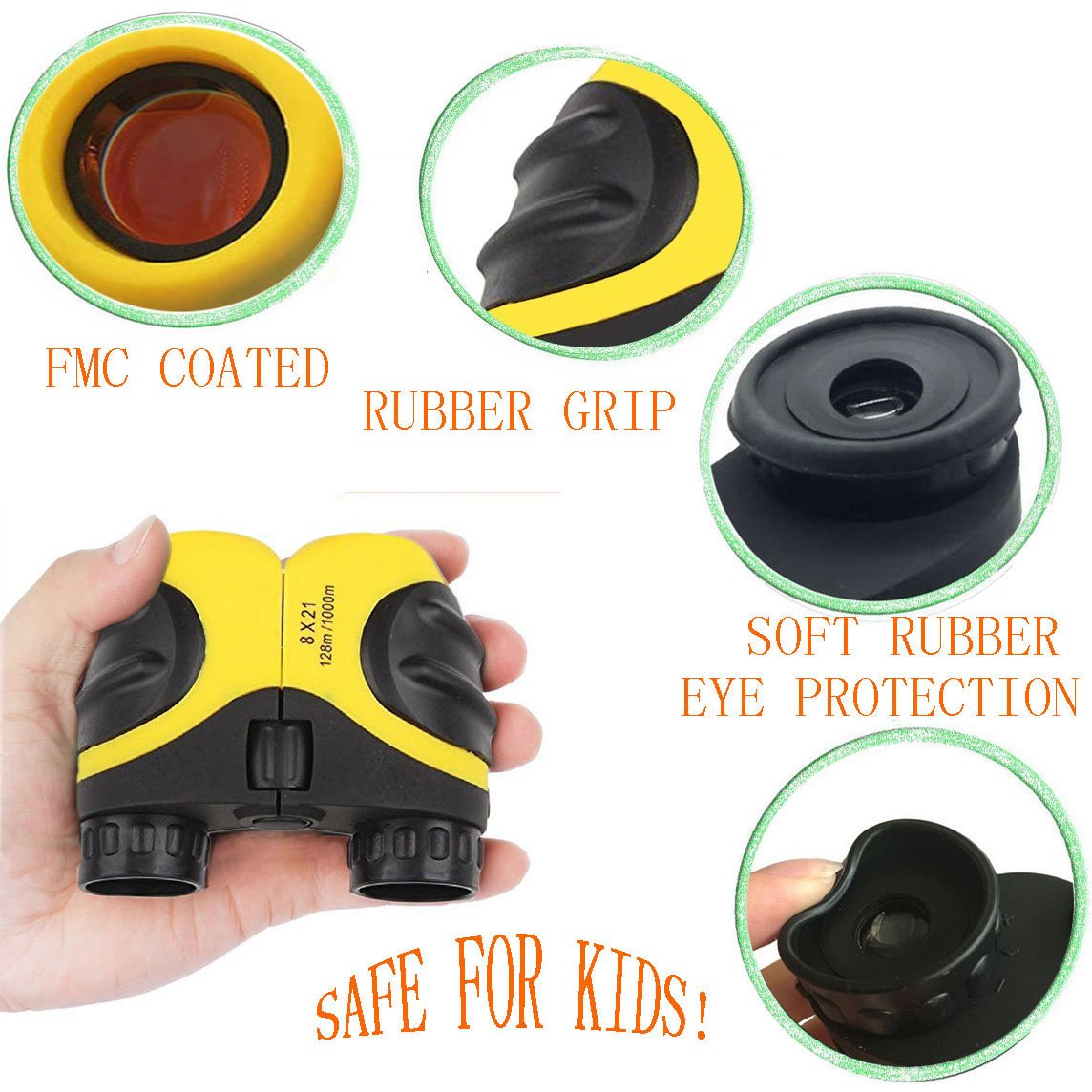 Jrd&Bs Winl Toys For 4-5 Year Old Boys,8 X 21 Kids Binoculars For Children,Compact Telescope Boys  4-8 Years Old To Bird Watching &Scenery(Yellow)