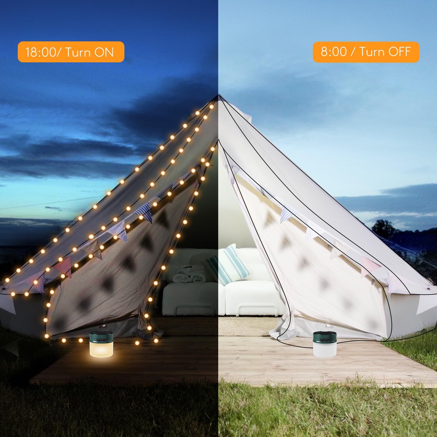Wetpuorek Outdoor String Lights, 33Ft Rechargeable Waterproof Hanging Lights, Solar Or Usb Rechargeable, For Camping, Garden, Party & Holiday Decoration (Green)