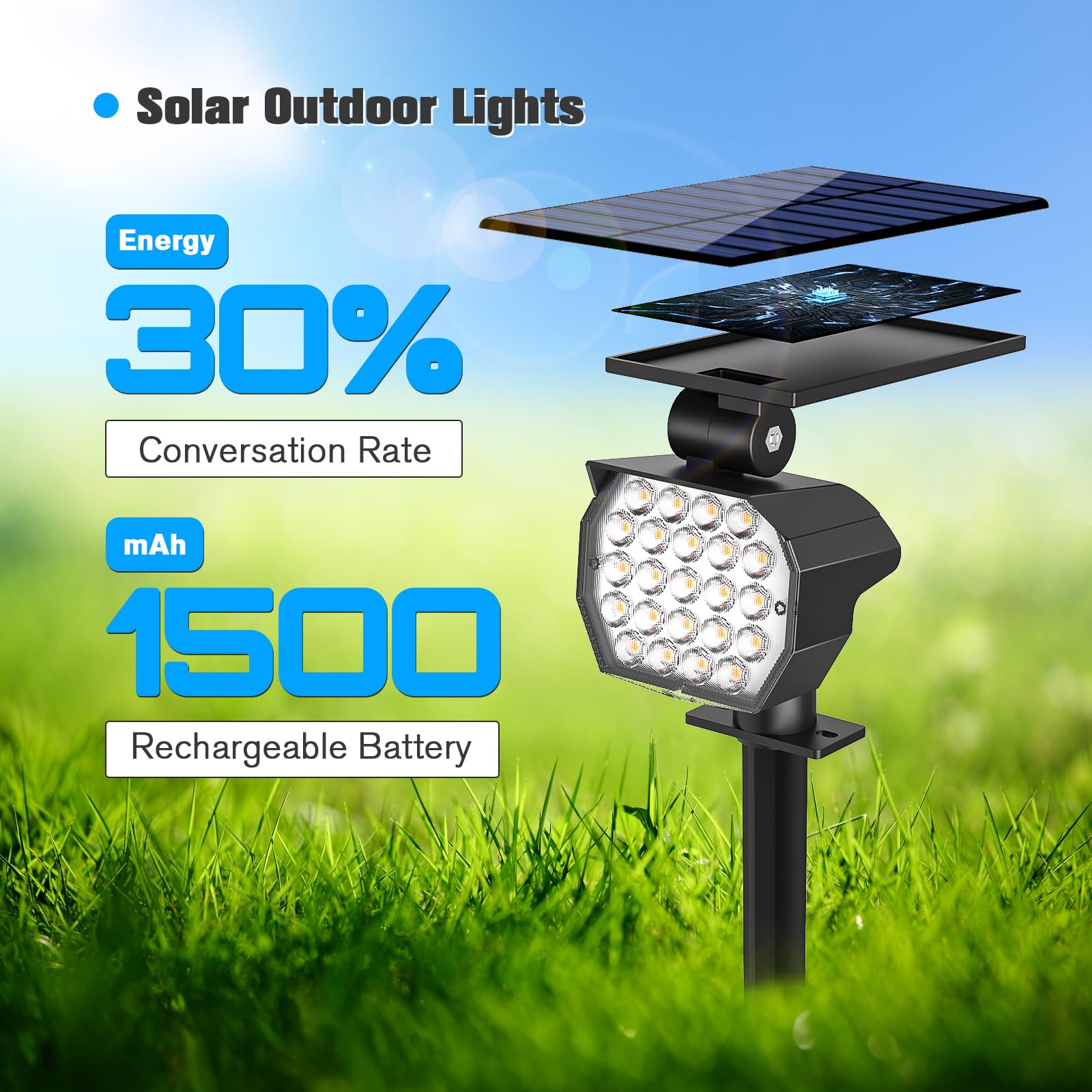 Niorsun Solar Spot Lights Outdoor,23 Leds Landscape Lighting With Auto On/Off And 3 Lighting Modes, Ip67 Waterproof Spotlights,Outdoor Solar Lights For Yard Garden,6 Pack(Warm White)