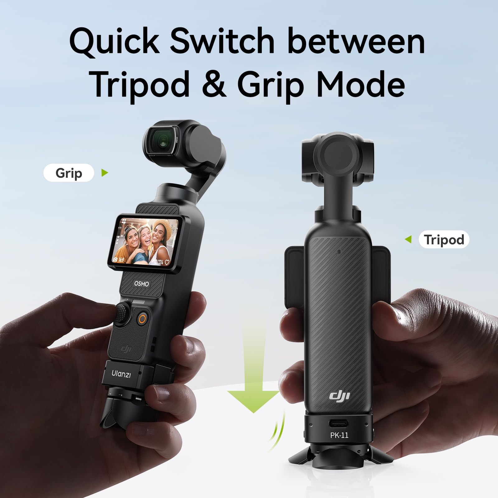 Ulanzi Pocket 3 Mini Tripod Kit For Dji Osmo Pocket 3 Accessories W Quick Release, Type-C Full-Function Port Charging Adapter Base For Dji Osmo Pocket 3 With 1/4 Screw Hole(Pk-08 & Pk-11)