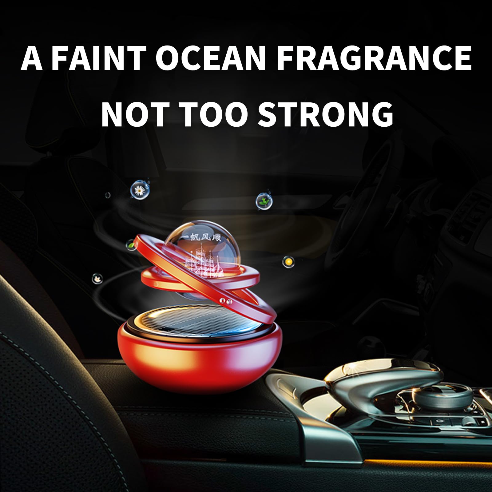 Kwak's Car Air Freshener Solar Energy Rotating Refillable Air Purifier for Car Interior Dashboard Autorotation Decoration Accessories(black)