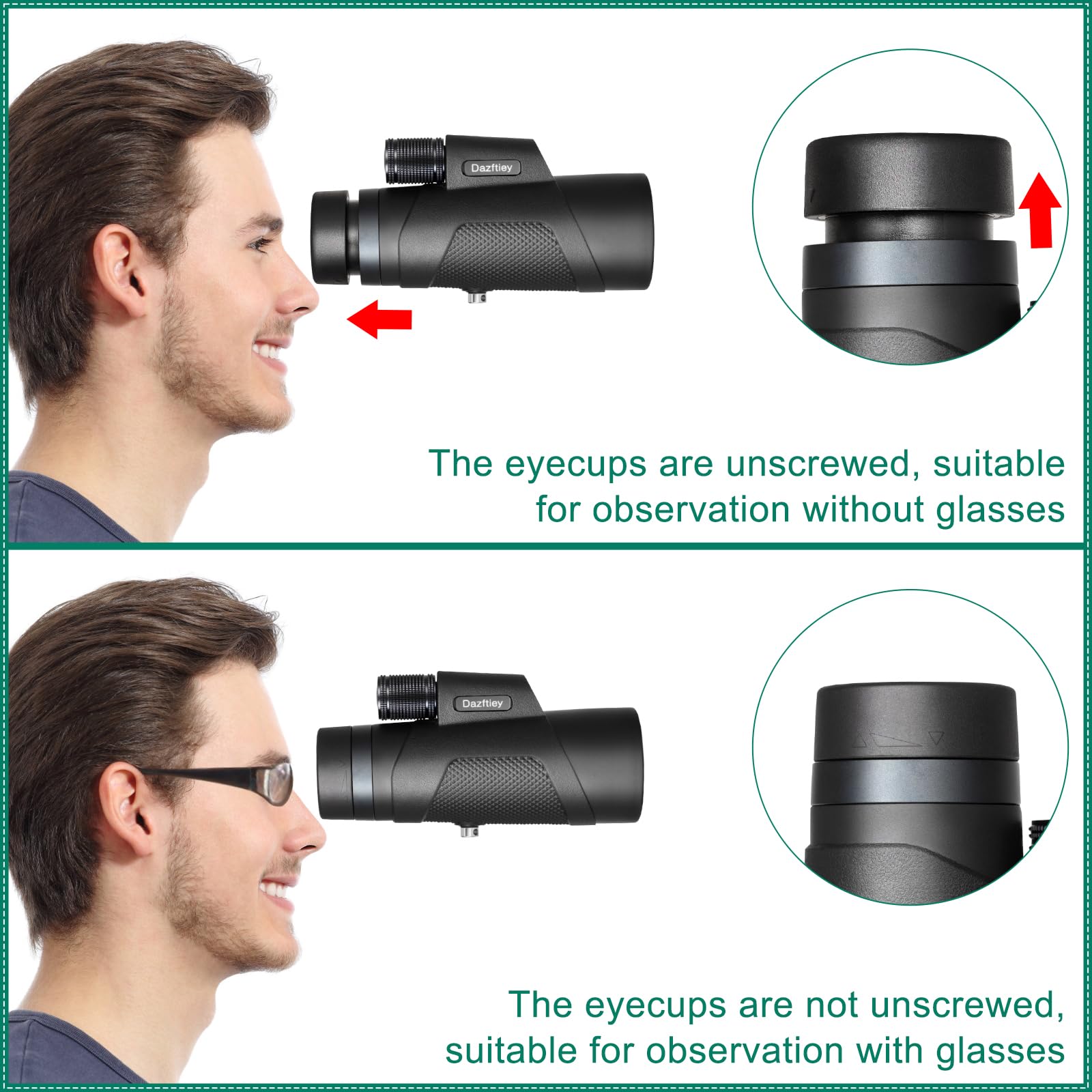 Dazftiey 12X50 Monoculars For Adults High Powered, Monocular Compact With Bak4 Prism And Fmc Lens, Clear Field Of View, Monocular Telescope For Smartphone, Lightweight Monocular For Birdwatching Sports Travel