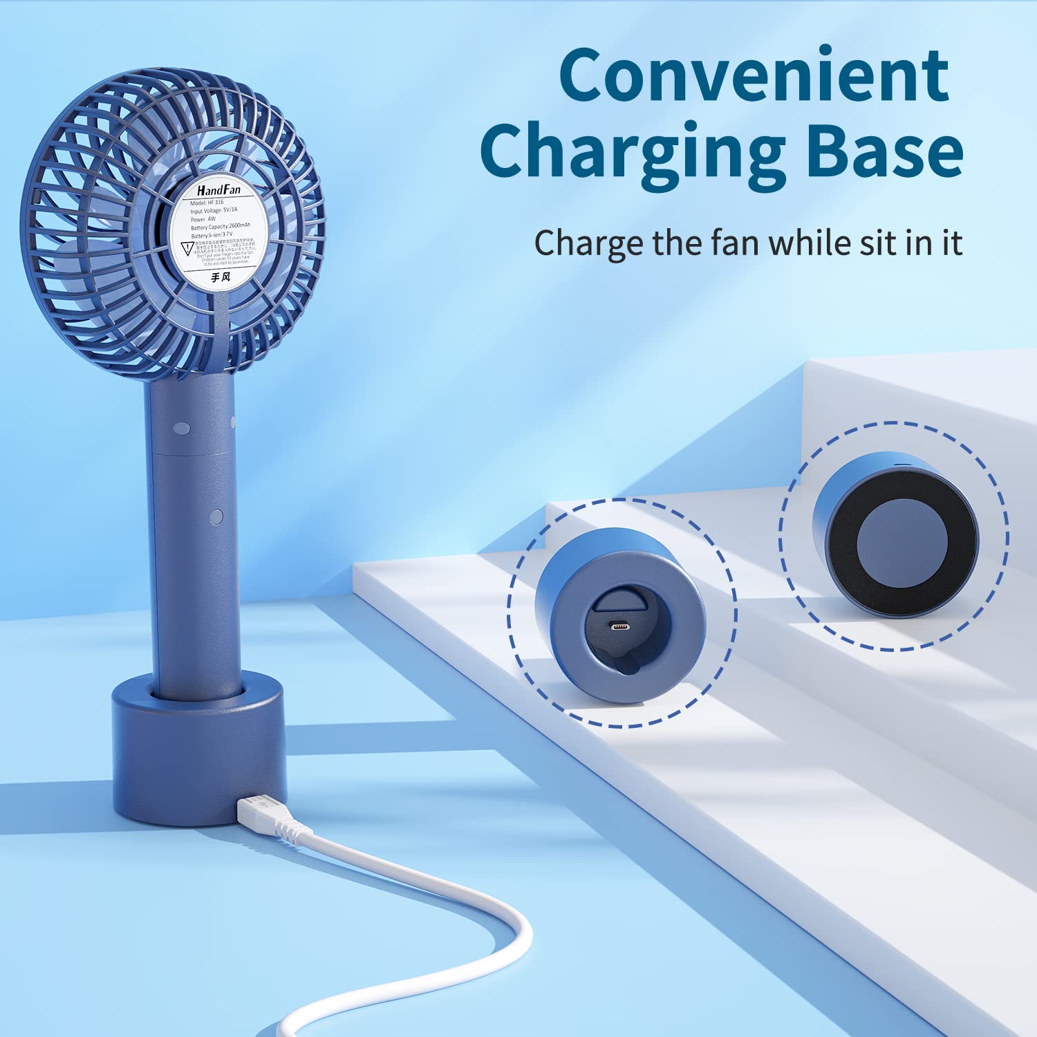 Handfan Mini Handheld Fan With Portable Charger, Rechargeable Personal Hand Fans For Women