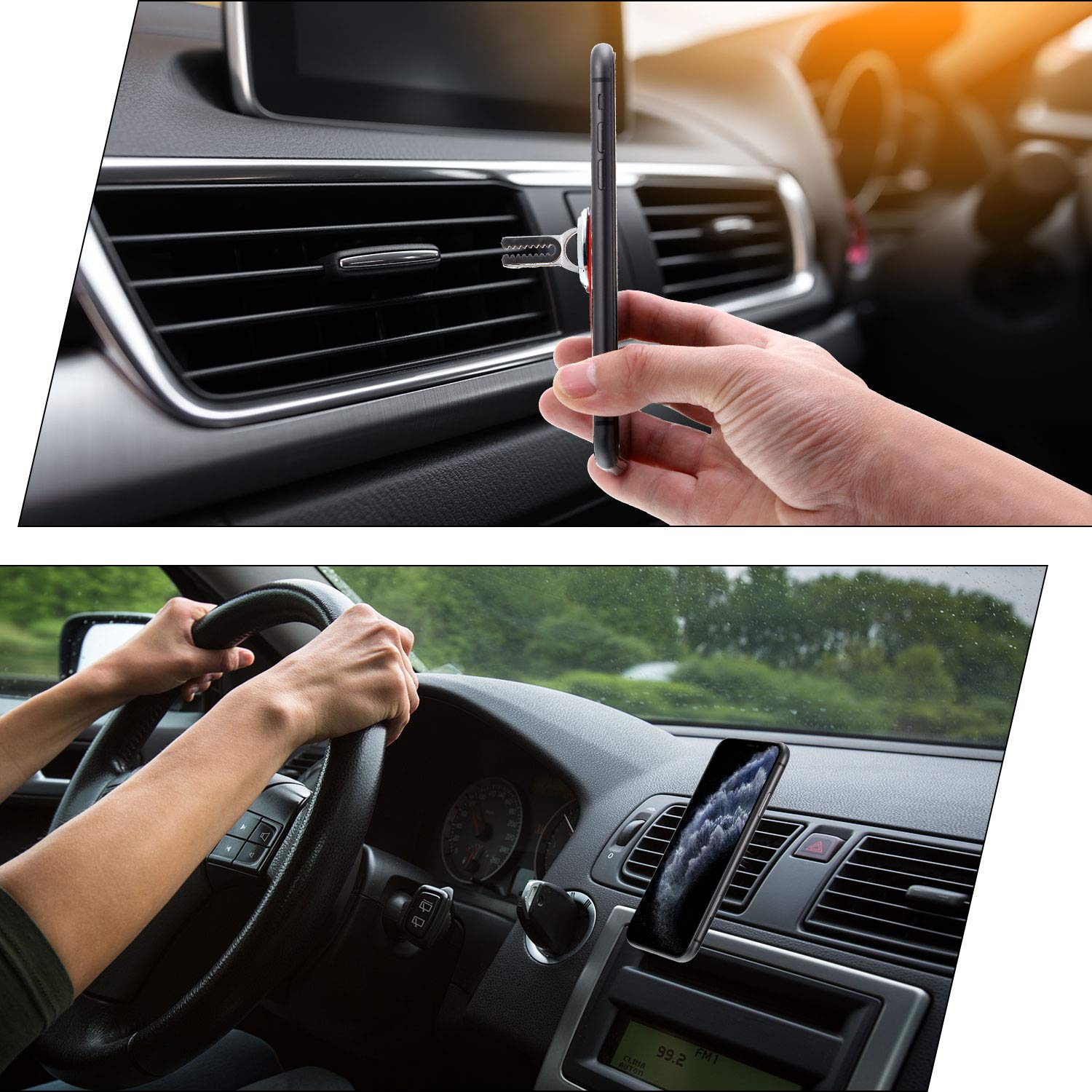 Frienda 6 Pieces 3-In-1 Multipurpose Mobile Phone Bracket Holder 360 Degree Rotation Cell Phone Ring Stand For Car Home, 5 Colors