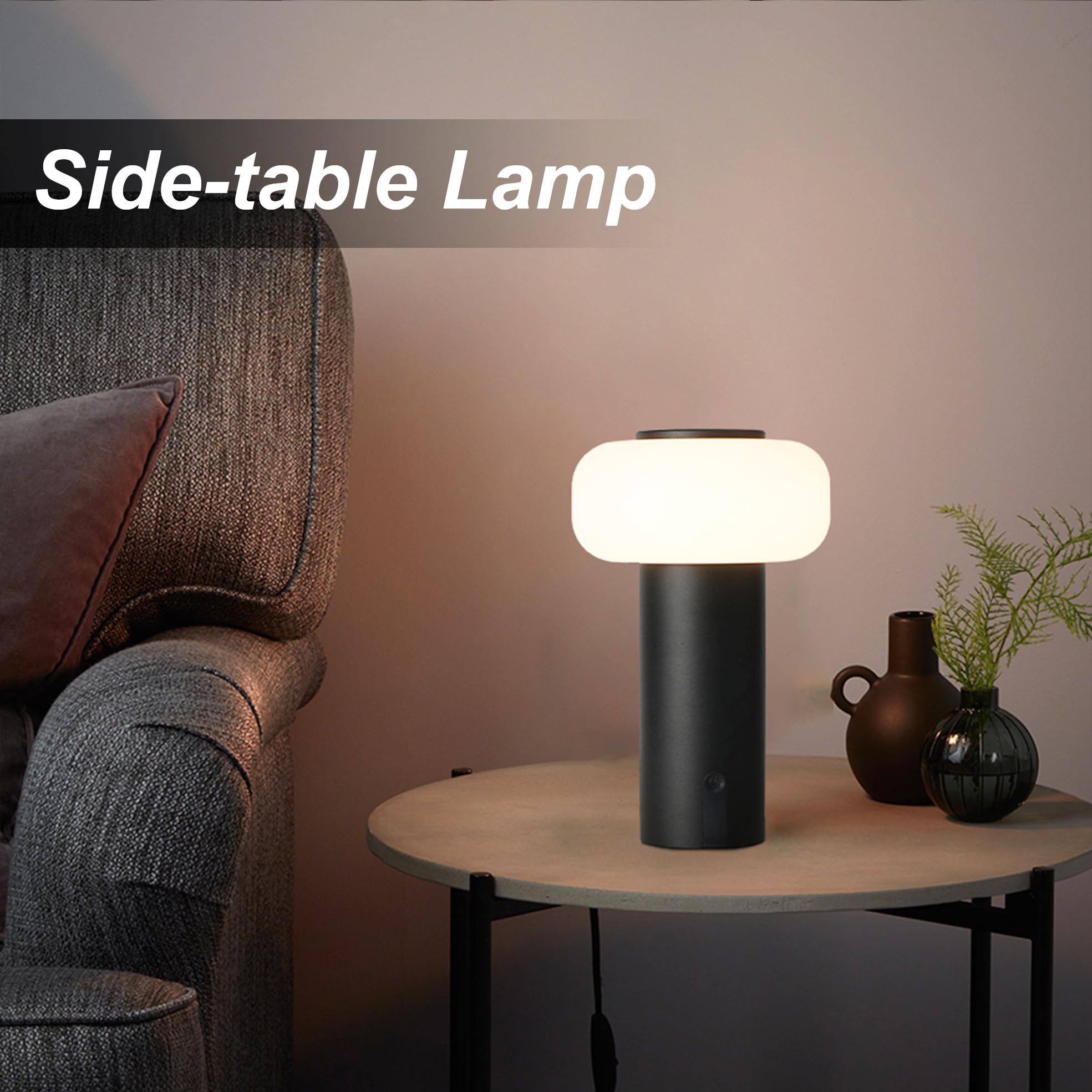 Weilailux Shower Lamp Waterproof, Outdoor Cordless Table Lamp Rechargeable, Portable Battery Operated Lamp, Touch Dimmable Night Light For Bedroom/Patio/Dinning/Camping (Black)