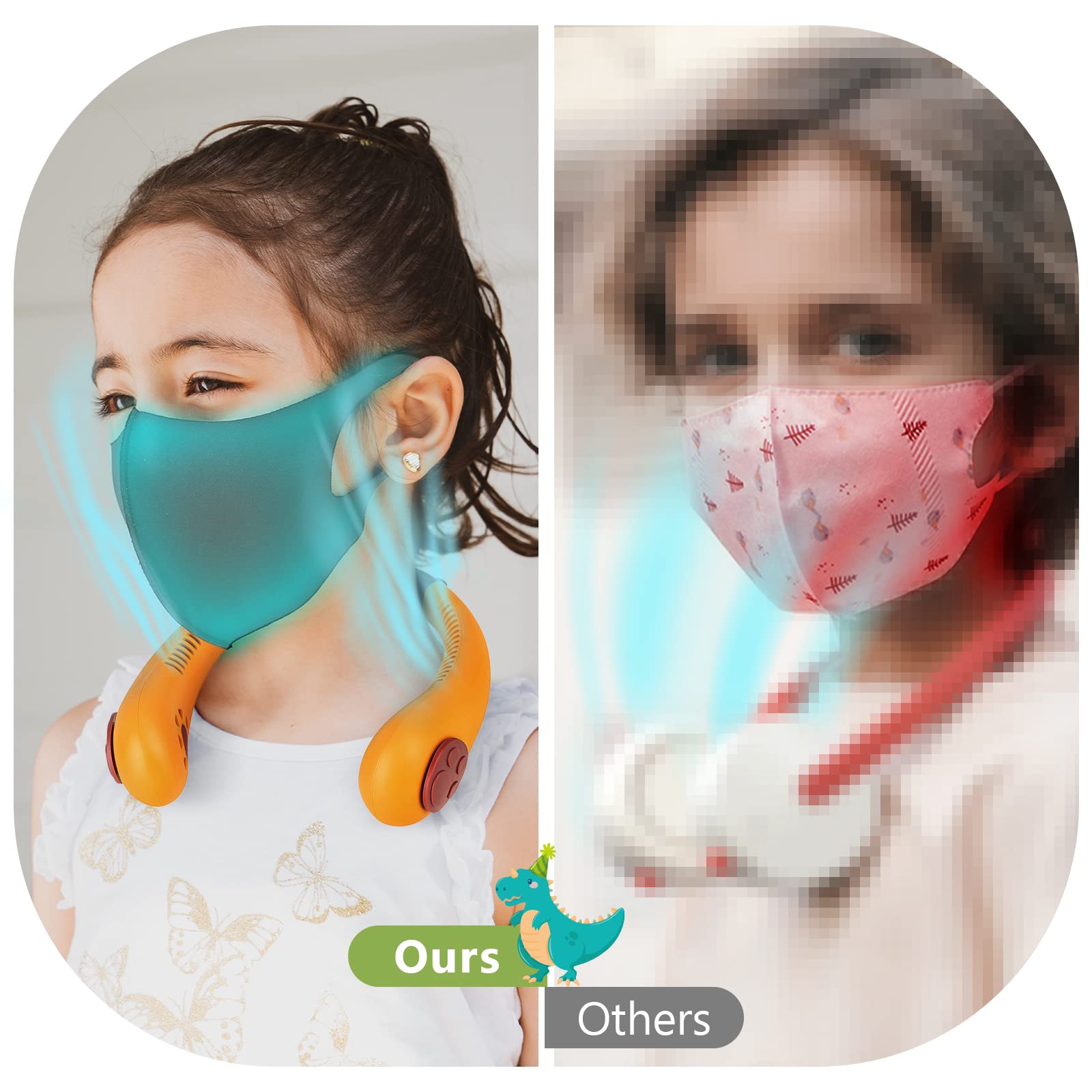 Portable Neck Fan For Kids, Rechargeable, Personal Cooling Mini Fan, Wearable Bladeless Fan, 3 Speed