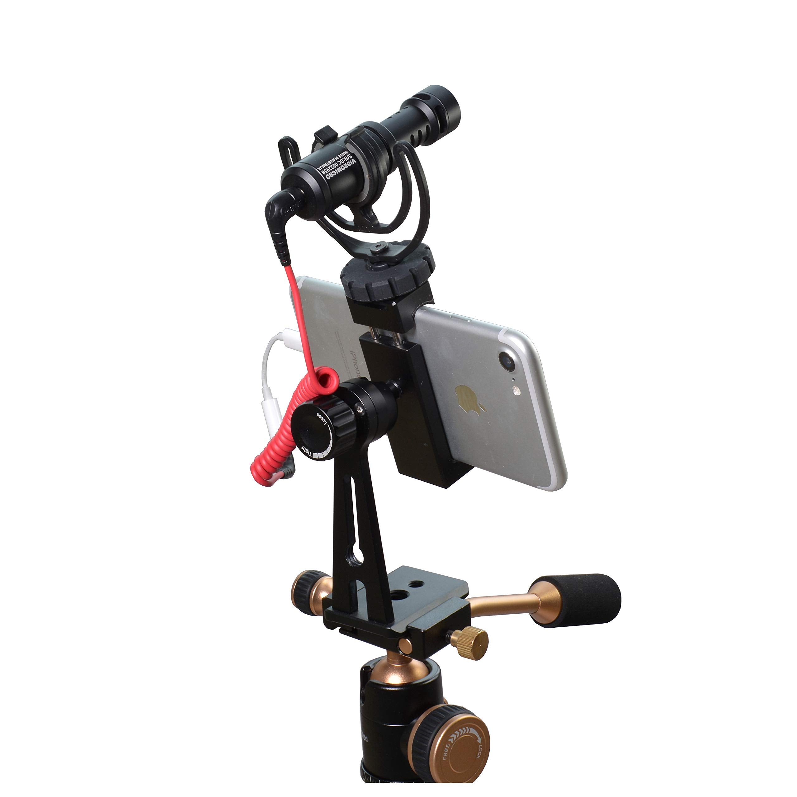 Riqiorod Phone Tripod Mount Adapter With Cold Shoe, Smartphone Tripod Holder Clip, Metal 360 Degree Rotation Vertical Cell Phone Bracket Compatible With Iphone, Samsung Galaxy, Huawei, Lg Google (C10)