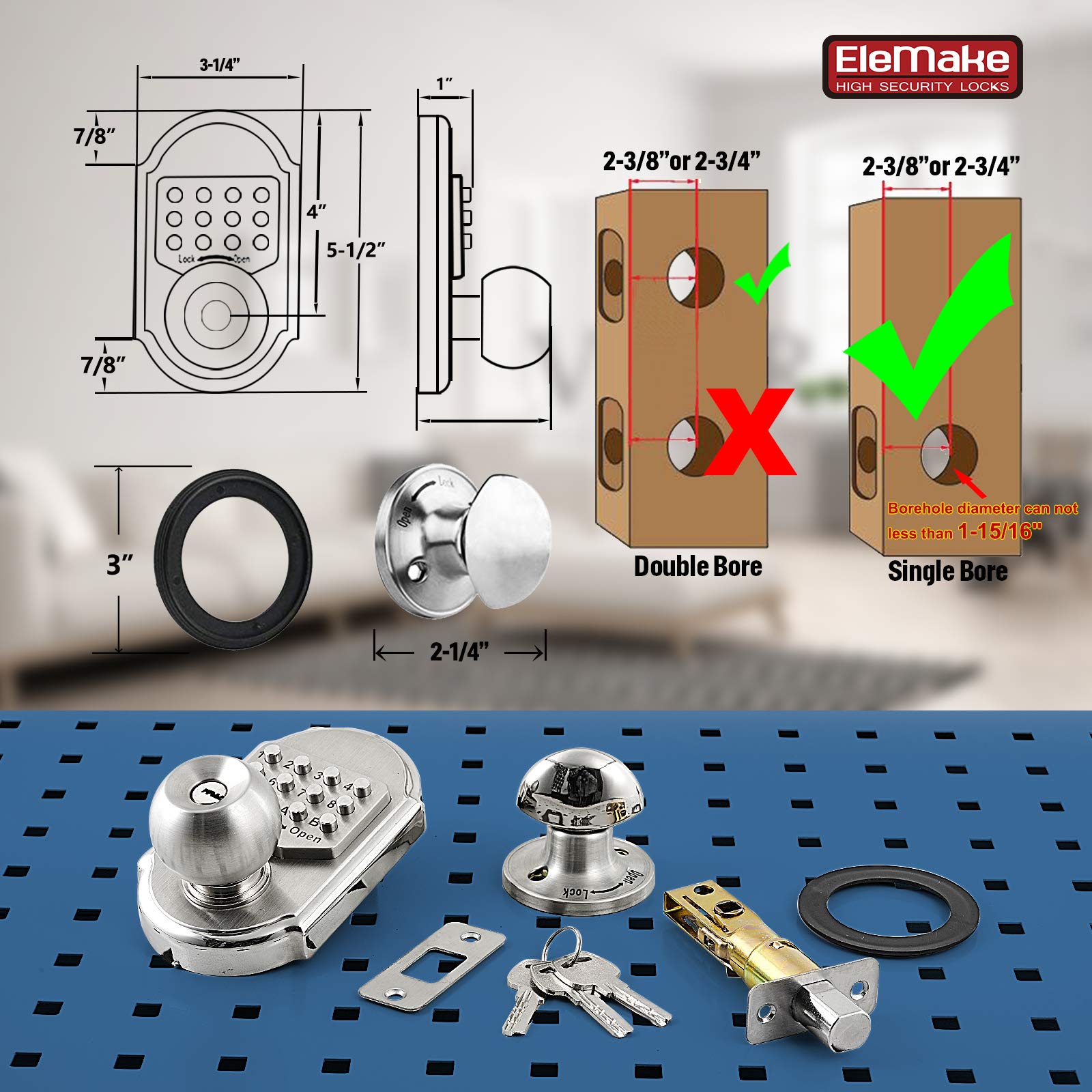 Megaflint Keyless Entry Keypad Deadbolt Door Lock 304 Stainless Steel 100% Mechanical - No Risk Of Low Power