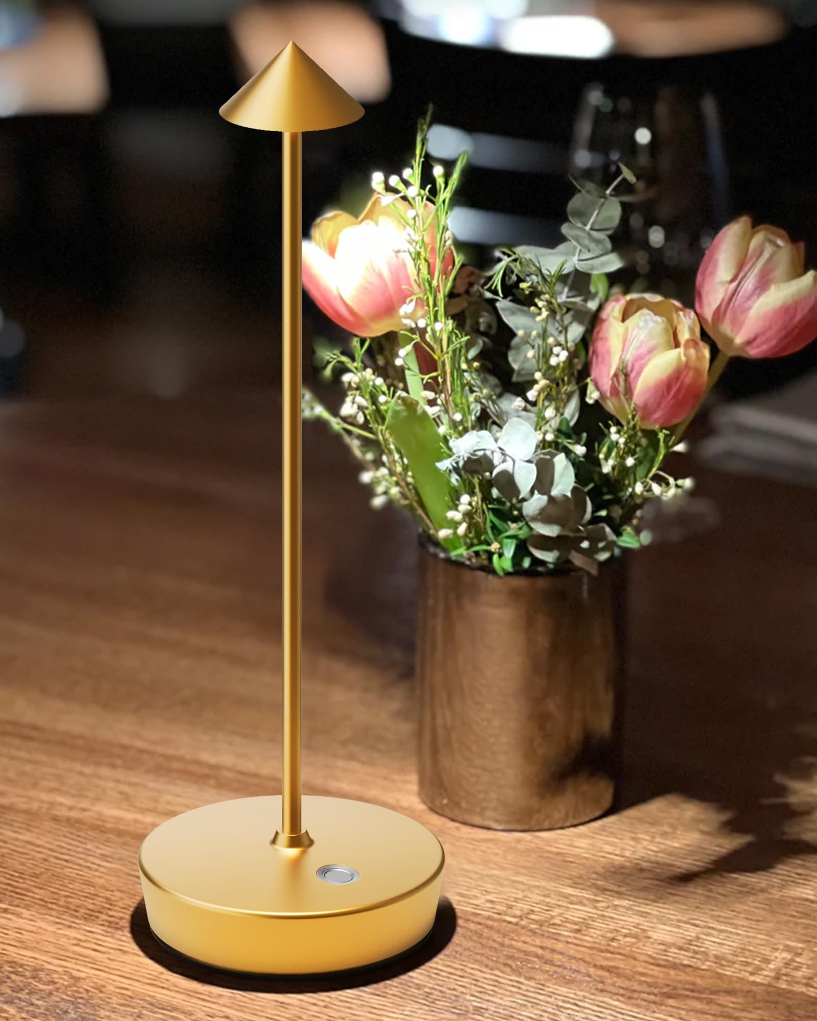 Shangcai Cordless Table Lamps Rechargeable, 6000Mah Battery Operated Led Desk Lamp Outdoor Waterproof Portable Touch Dimmable Table Night Light For Patio Restaurant Dining Home Set Of 2 Gold