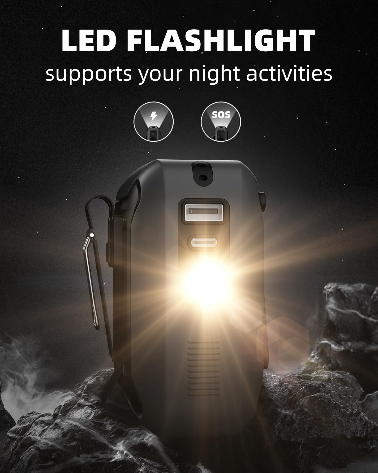 Portable Waist Fan Clip On Belt Under Shirt W/Led Display & Flashlight, 8000Mah Battery Powered