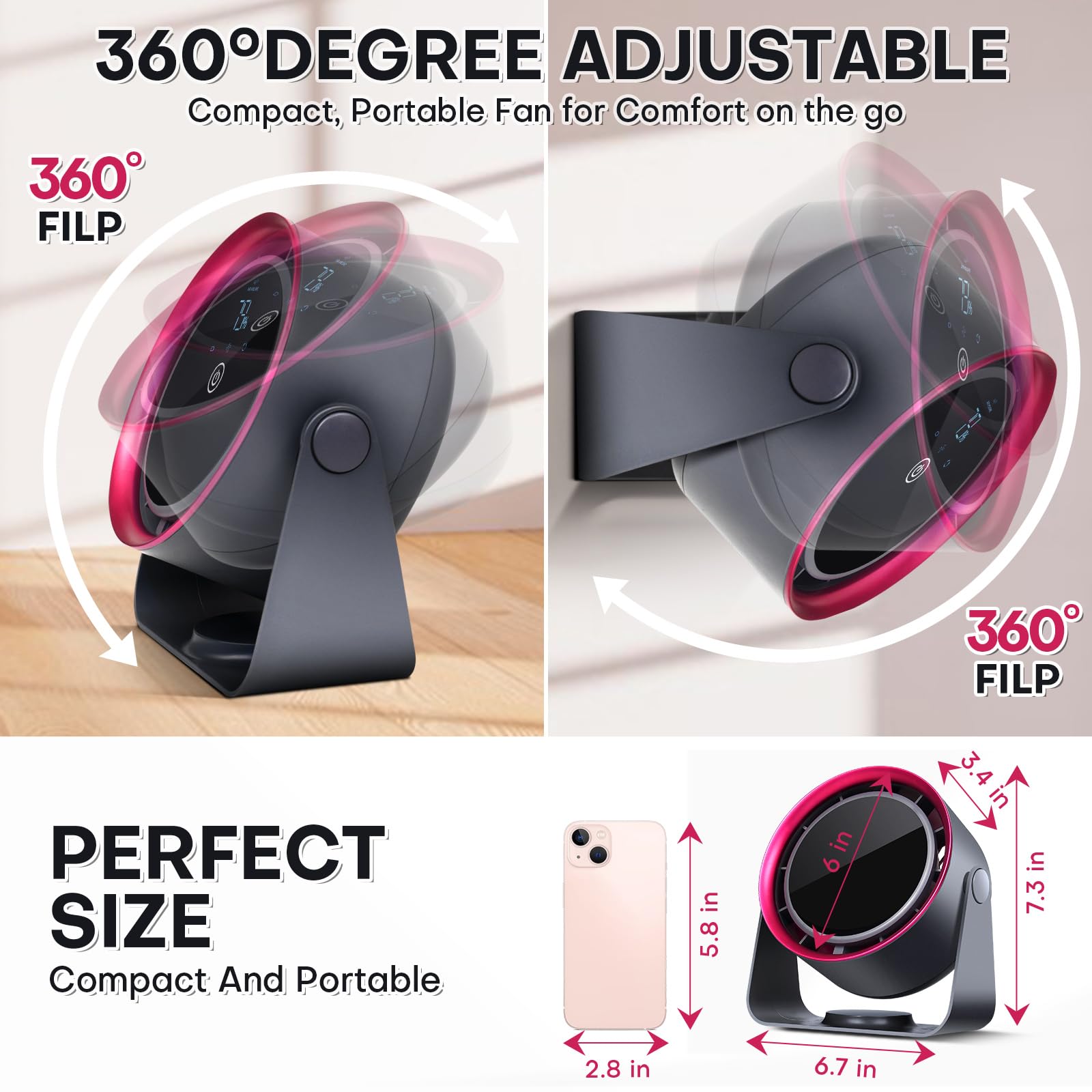 Nezylaf 2-In-1 Fan Set: Portable Handheld Mini Fan With 2000Mah Power Bank & 5-Speed Rechargeable