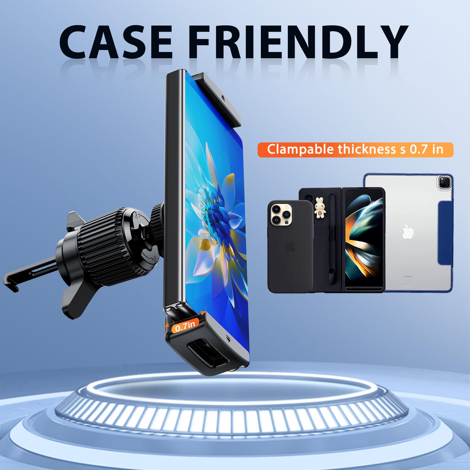Dicmky Car Phone Mount For Samsung Galaxy Z Fold 6 5 4 3 - Tablet Holder For Car Air Vent Dashboard Hands, 360° Rotatable Fit For Ipad Mini 6 Ipad Pro Ipad Air Pixel Fold And More 4-12.9" Device