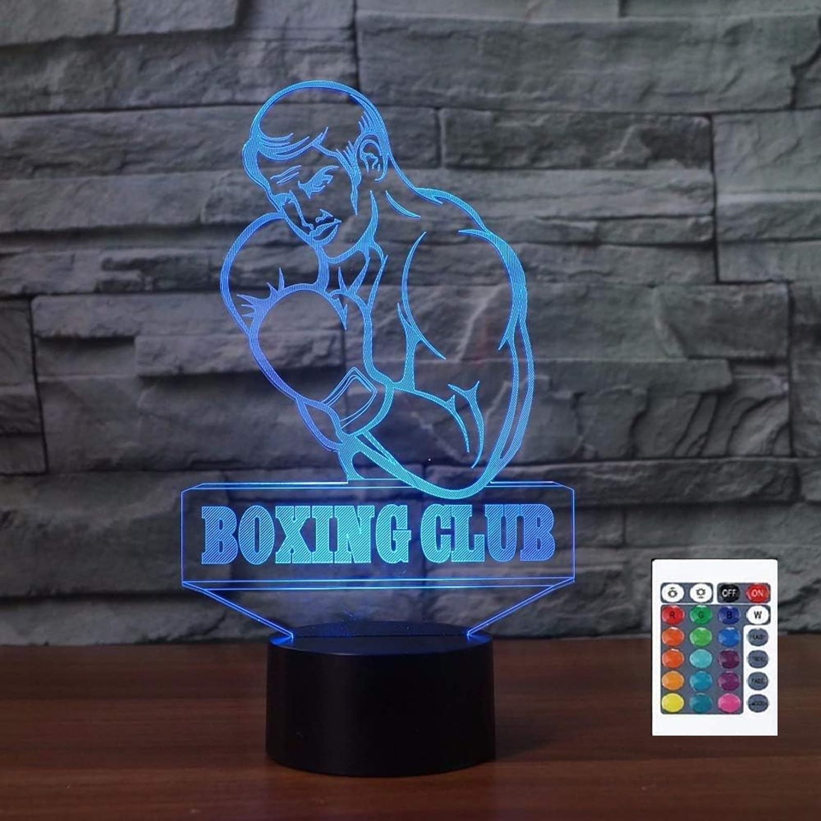 Superiorvznd 3D Visual Boxing Man Led Night Light Touch Table Desk Optical Illusion Lamps 7 Color Changing Lights Home Decoration Xmas Birthday