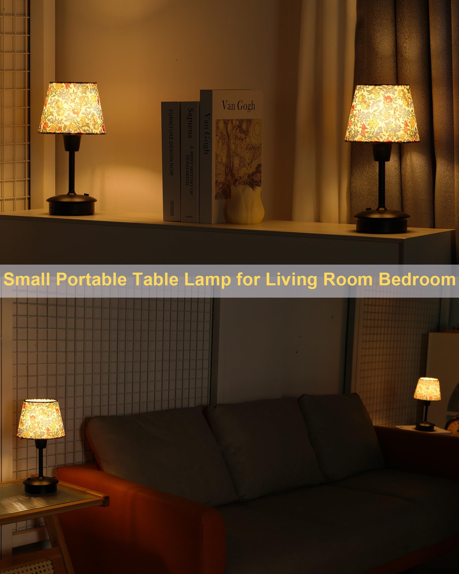 Egobasic Small Cordless Table Lamps For Restaurant Dinner Dining, 5200Mah Rechargeable Battery Operated Lamps, Brightness Dimmable, Night Bedside Touch Light, Living Room Side Kitchen Outdoor Table Light